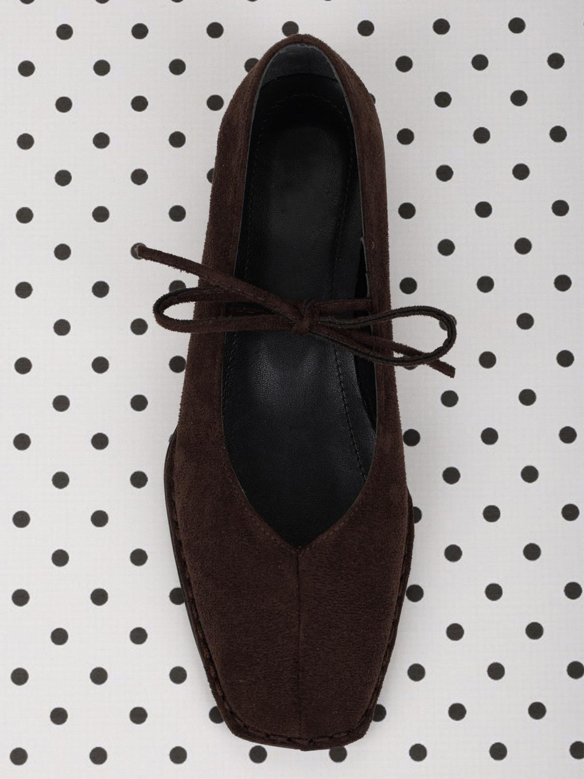 Chocolate Faux Suede Square-Toe Classic Bridge Strap Slip-On Stylish Flats