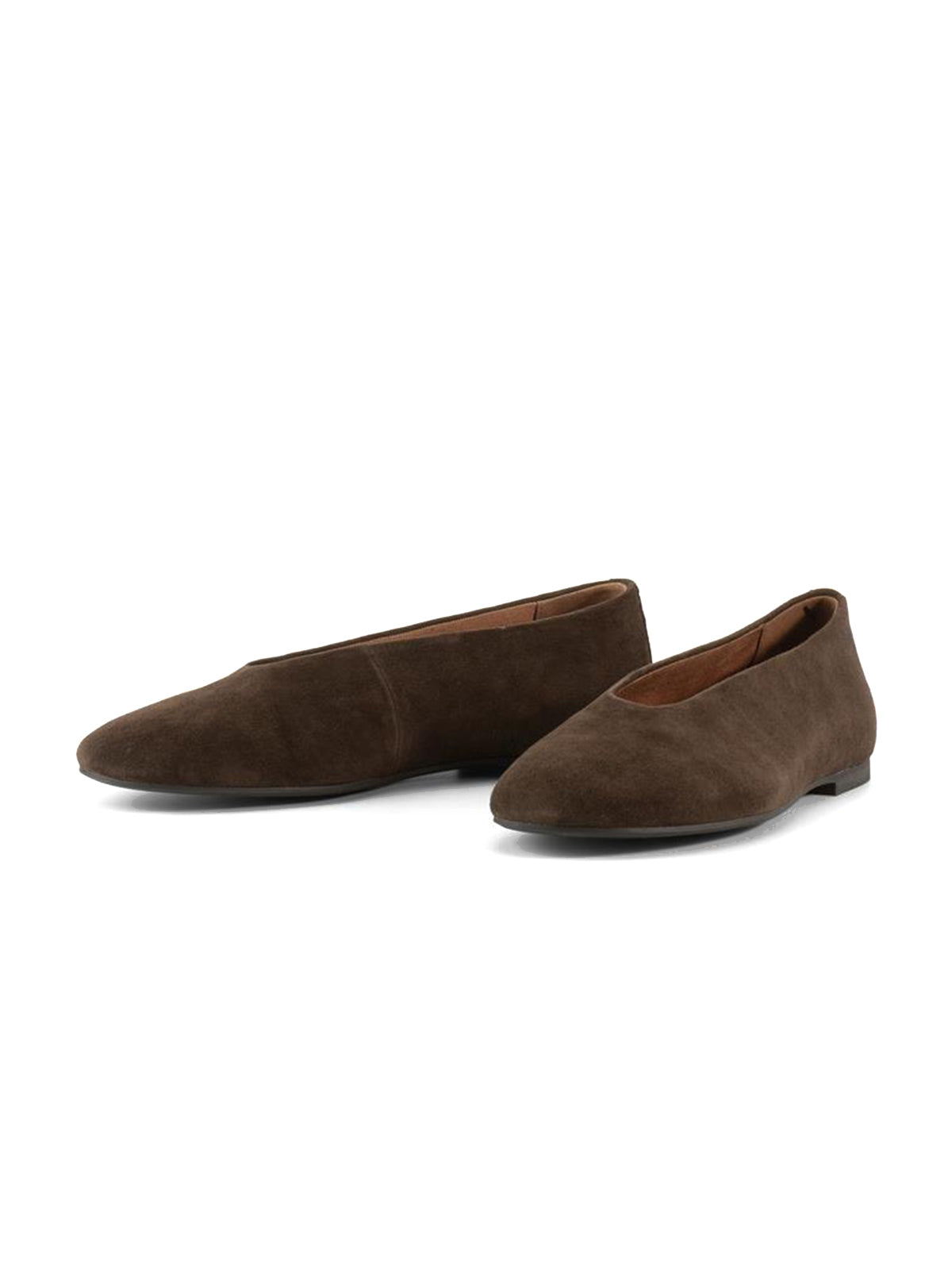 Brown Faux Suede Round-Toe Stylish Ballet Simple Flats