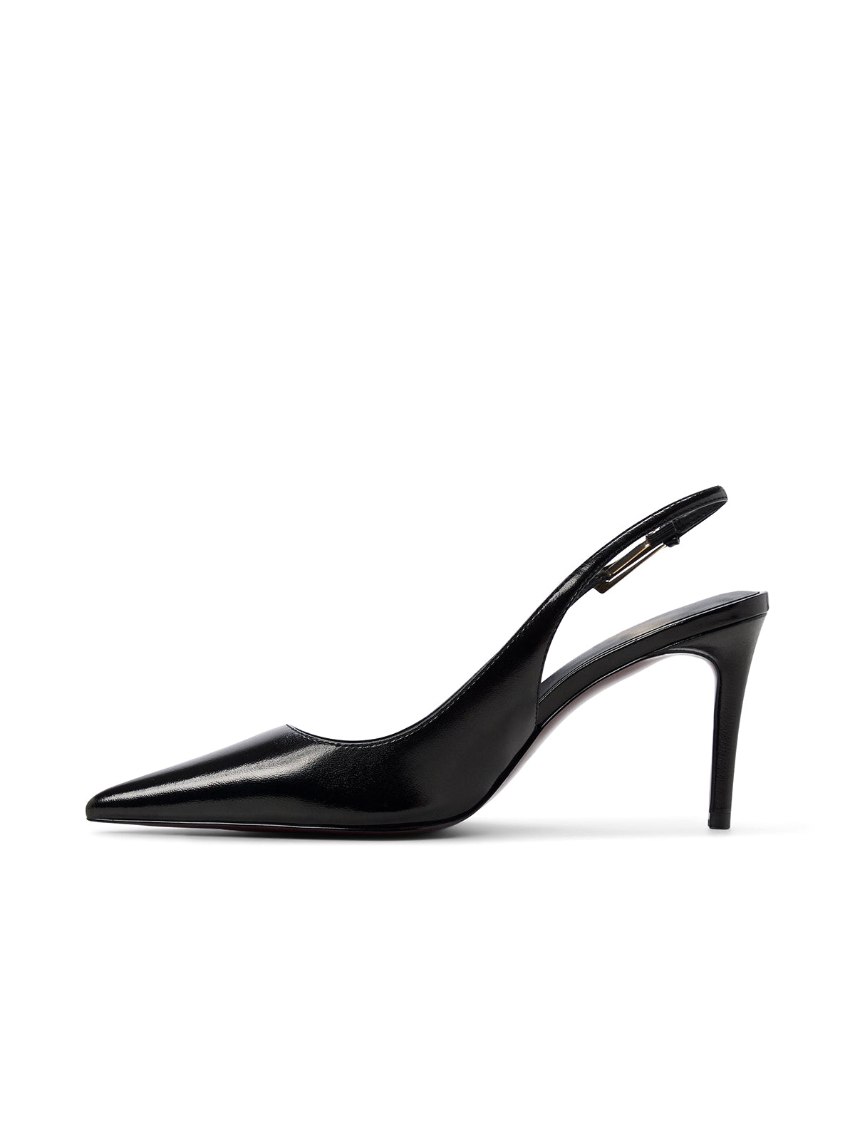 Black Pointed-Toe Classic Kitten Heels With Slingback