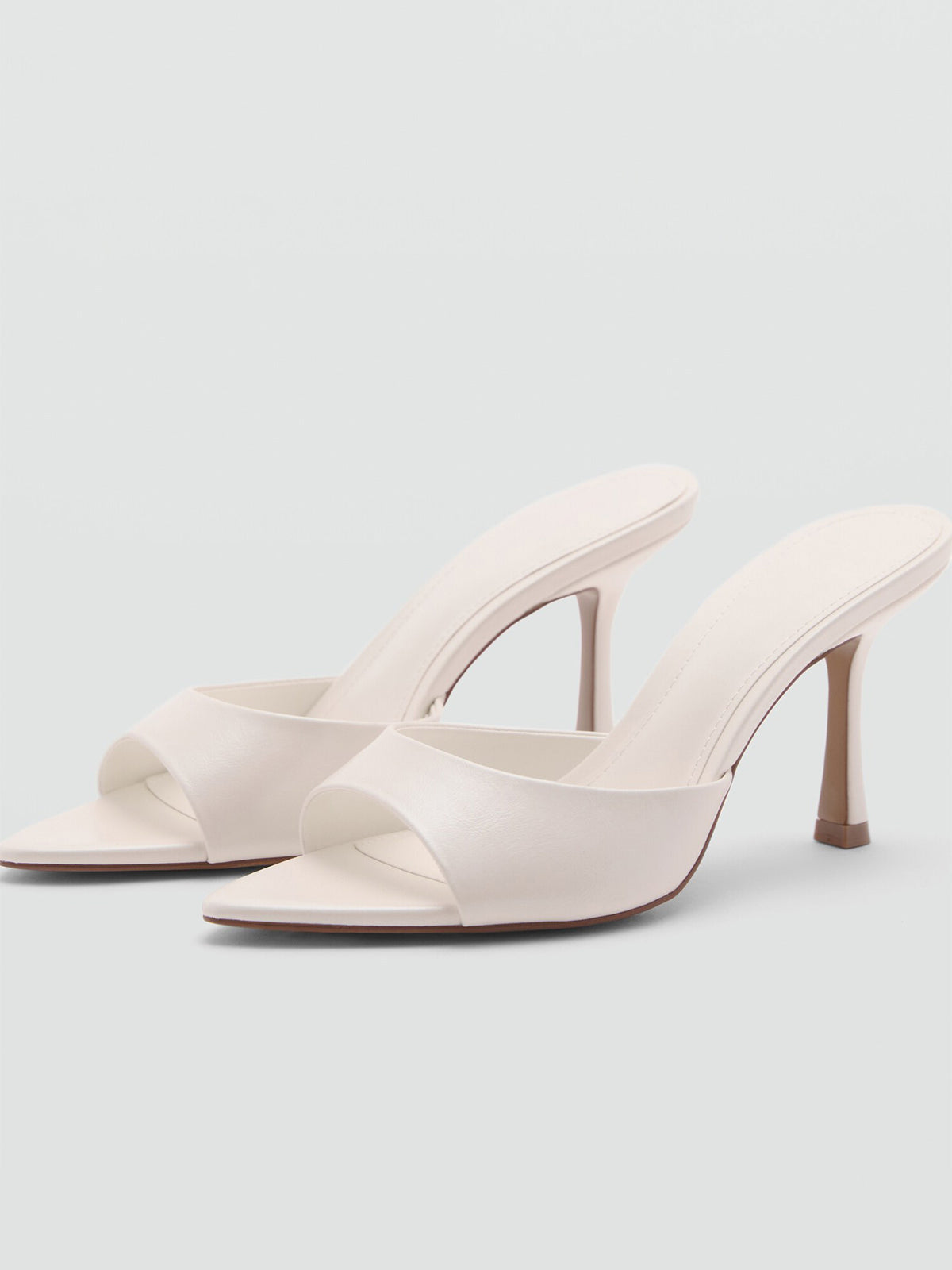 White Pointed-Toe Simple High Heels Sandals