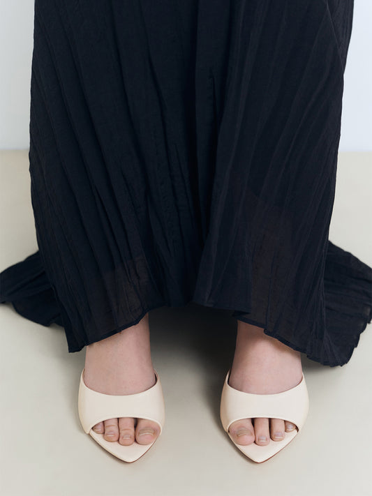 Ivory Pointed-Toe Simple High Heels Sandals