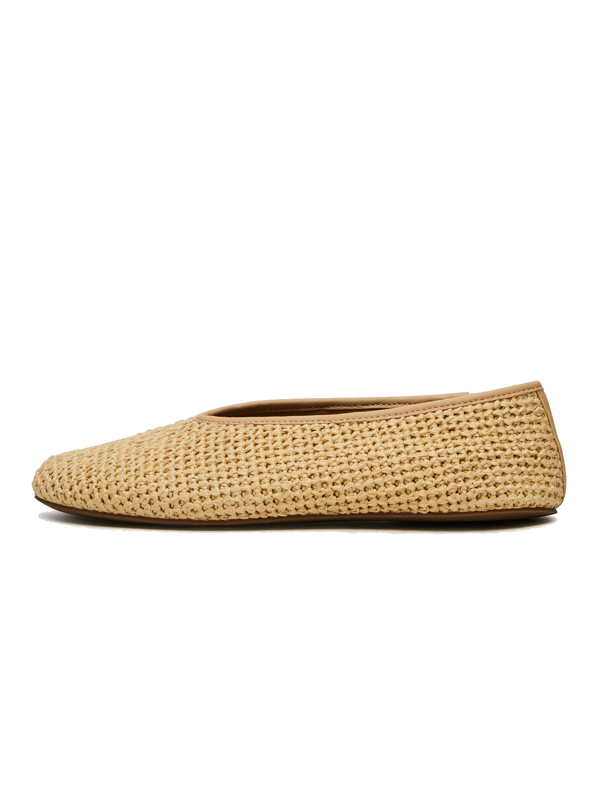 Simple Round-Toe Slip-On Ballet Flats - Natural