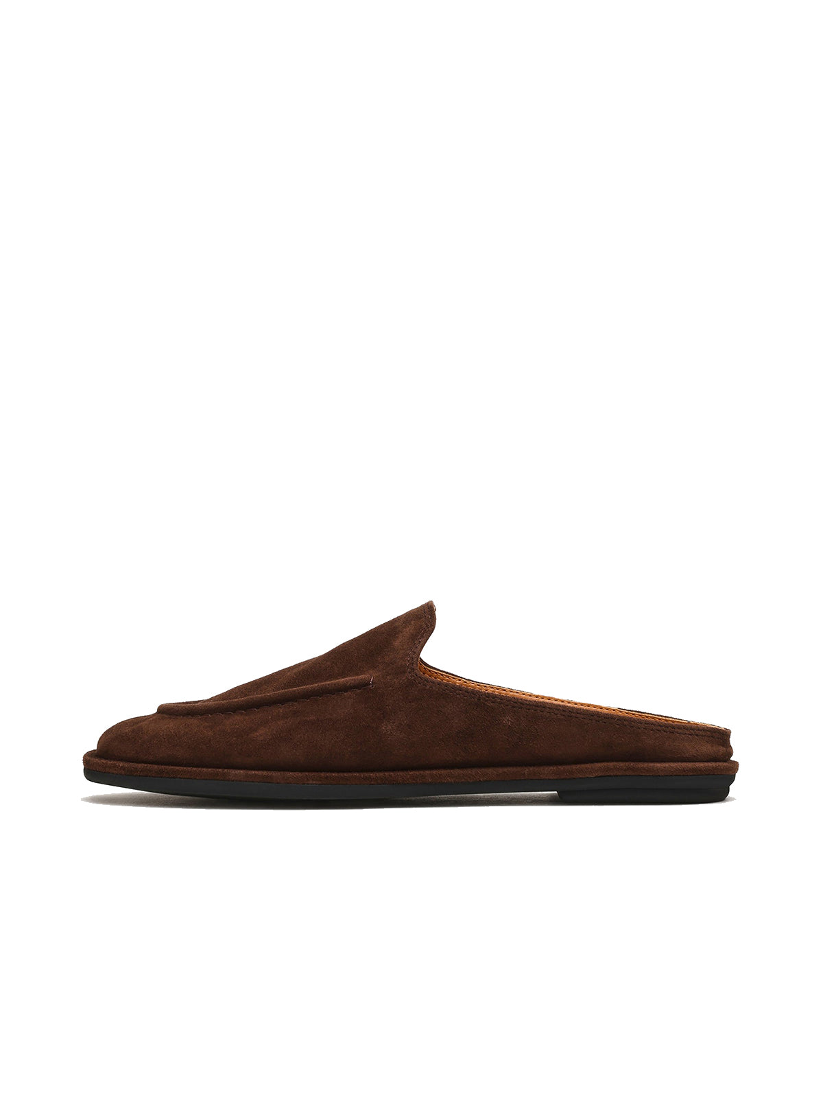 Chocolate Faux Suede Round-Toe Slip-On Backless Flats