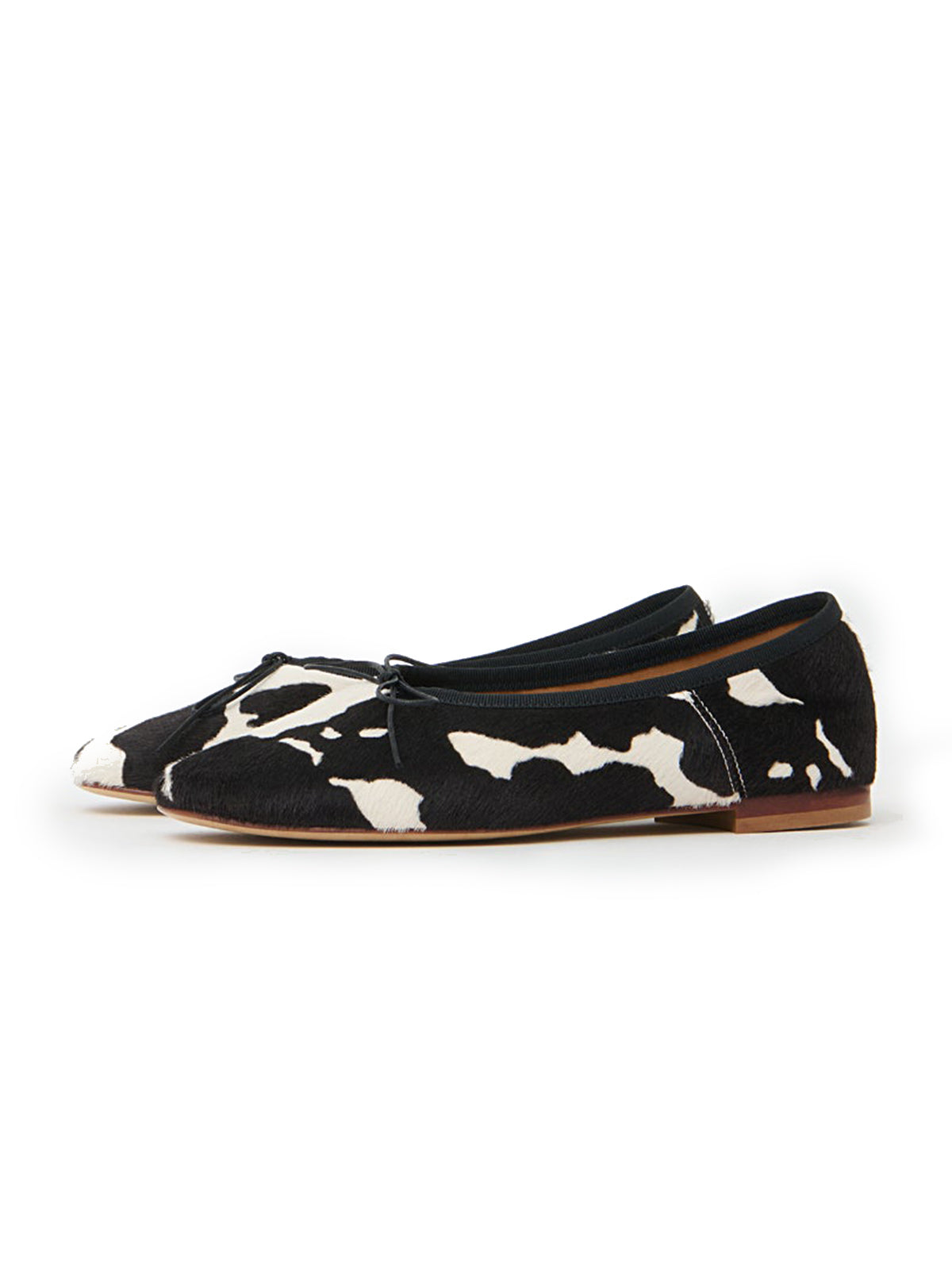 Cow Print Round-Toe Front Chic Bow Slip-On Ballet Flats