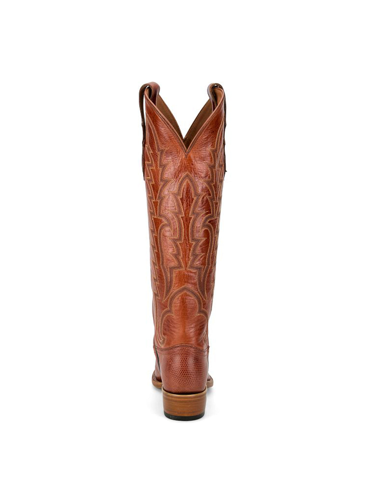 Brown Lizard Print Snip-Toe Western Stitch Knee High Cowgirl Boots