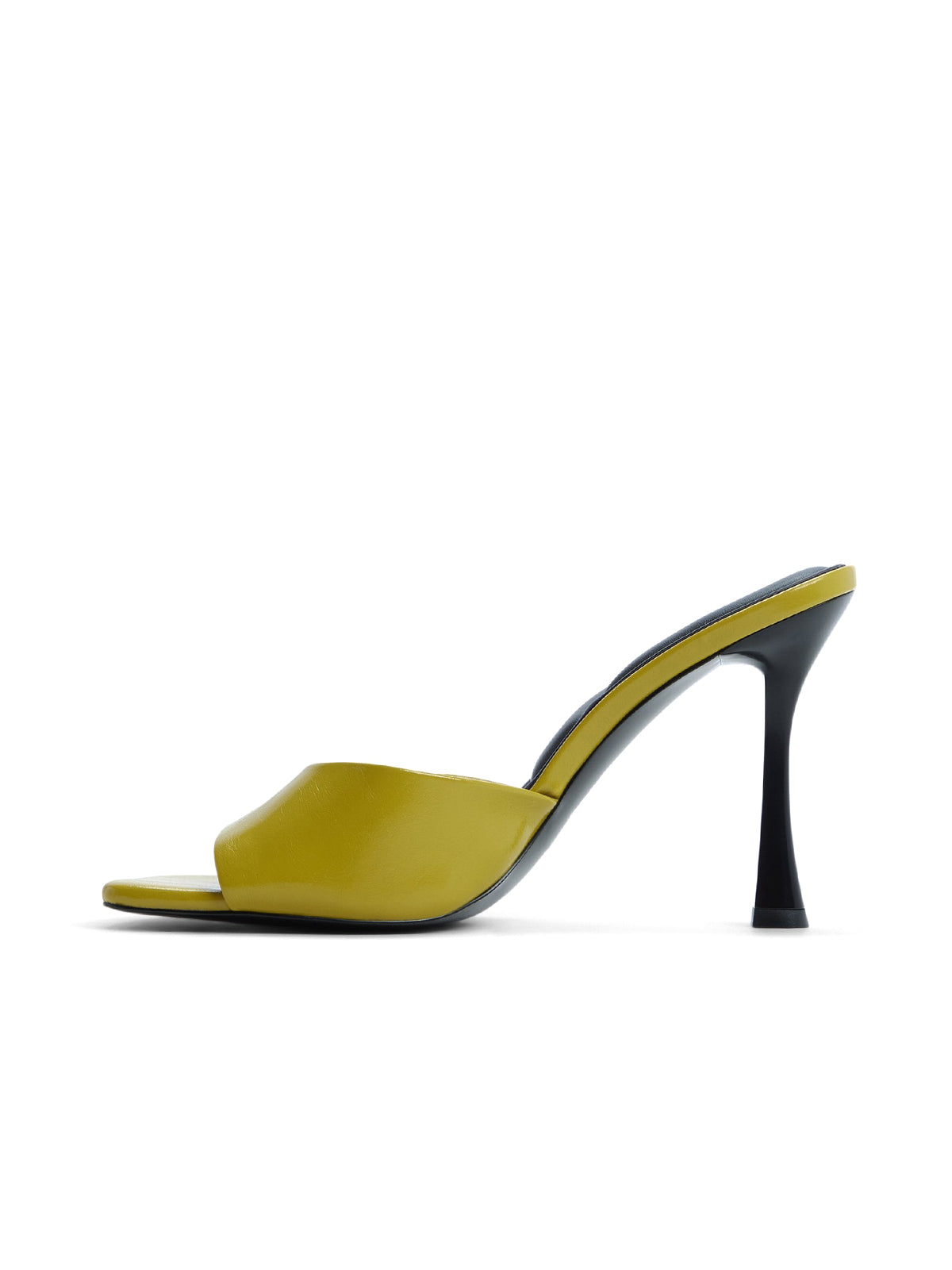 Lime Green Open Square-Toe Backless High Heels