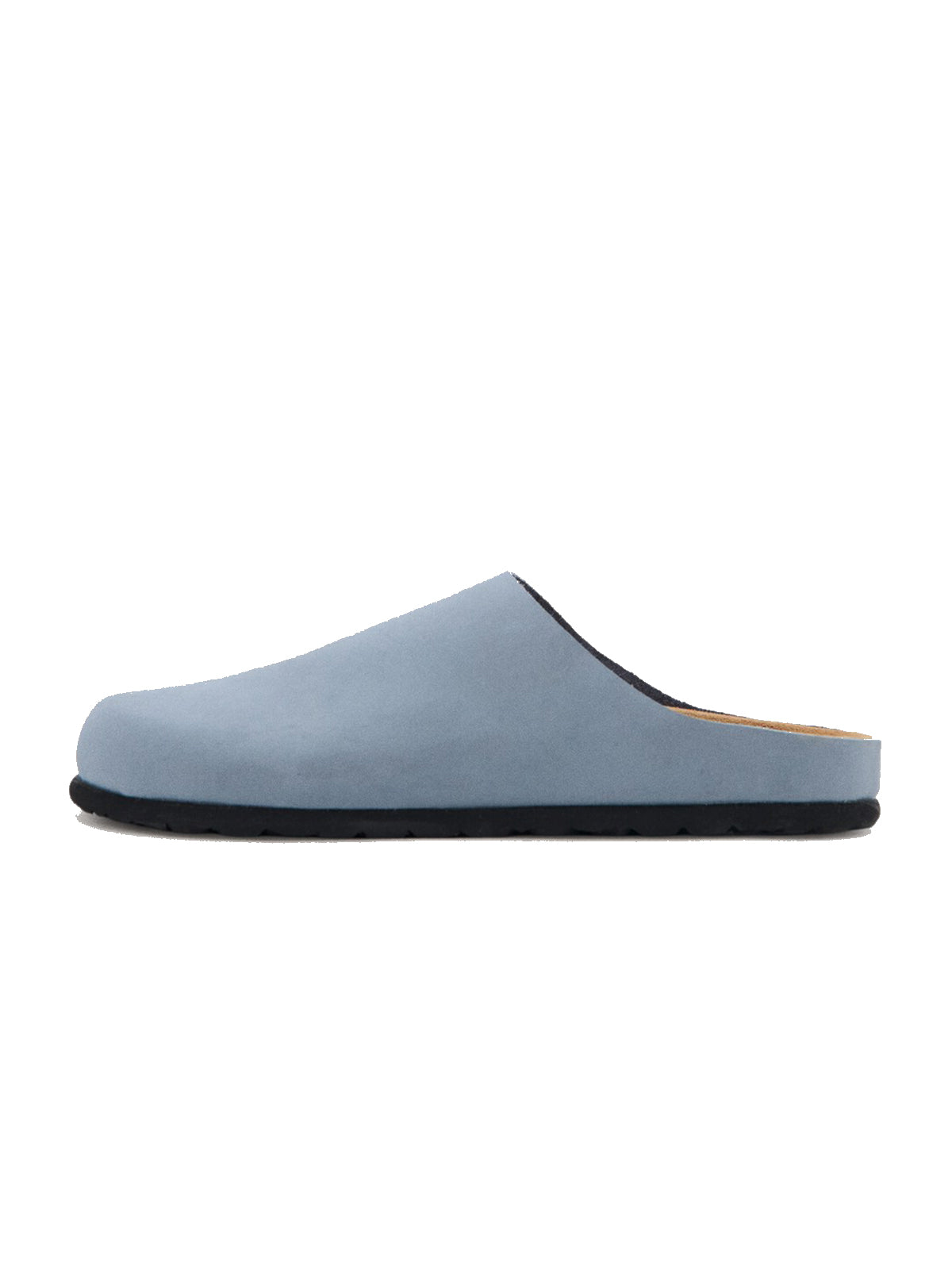 Gray Faux Suede Round-Toe Simple Slip-On Mules Flats