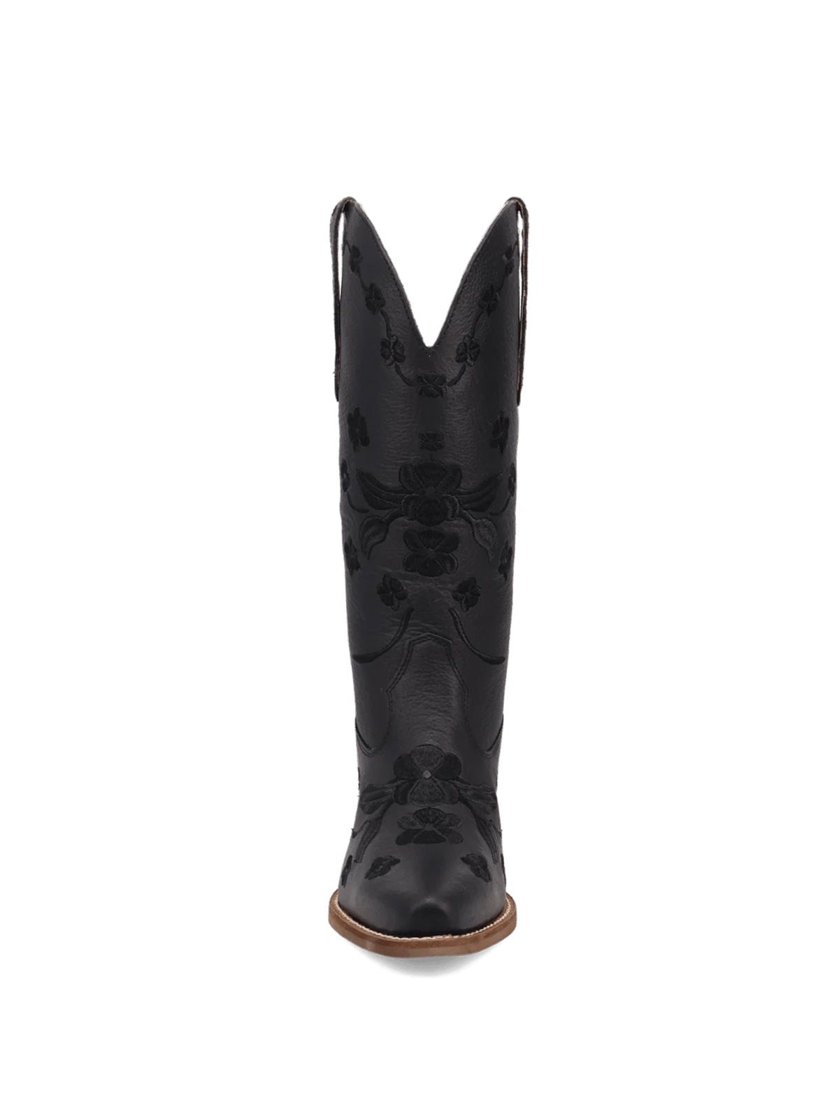 Flowers Embroidery Snip-Toe Mid Calf Cowgirl Boots - Black