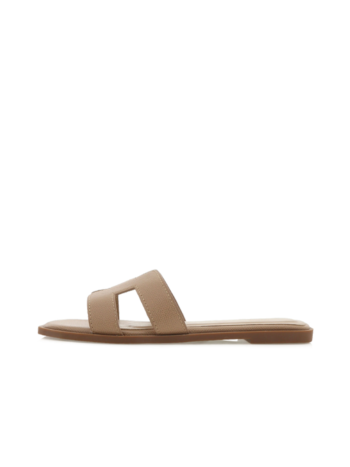 Sand Open Square-Toe Slip-On Simple Sandals Flats