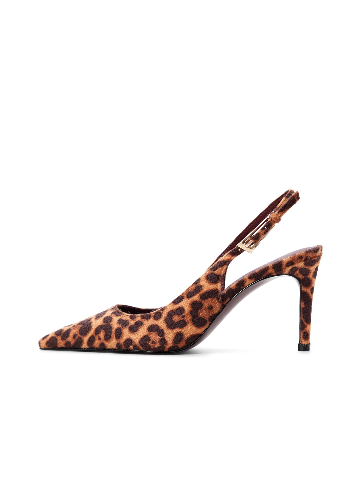 Leopard Faux Suede Pointed-Toe Classic Kitten Heels With Slingback