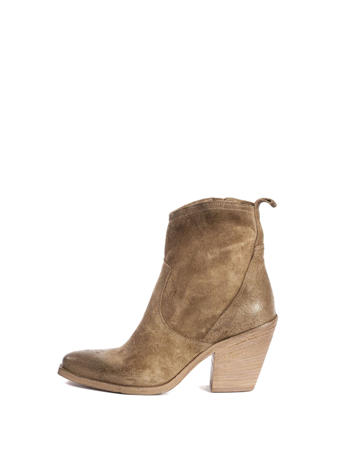 Dove Gray Faux Suede Snip-Toe Side Full-Zip Classic Ankle Cowgirl Boots