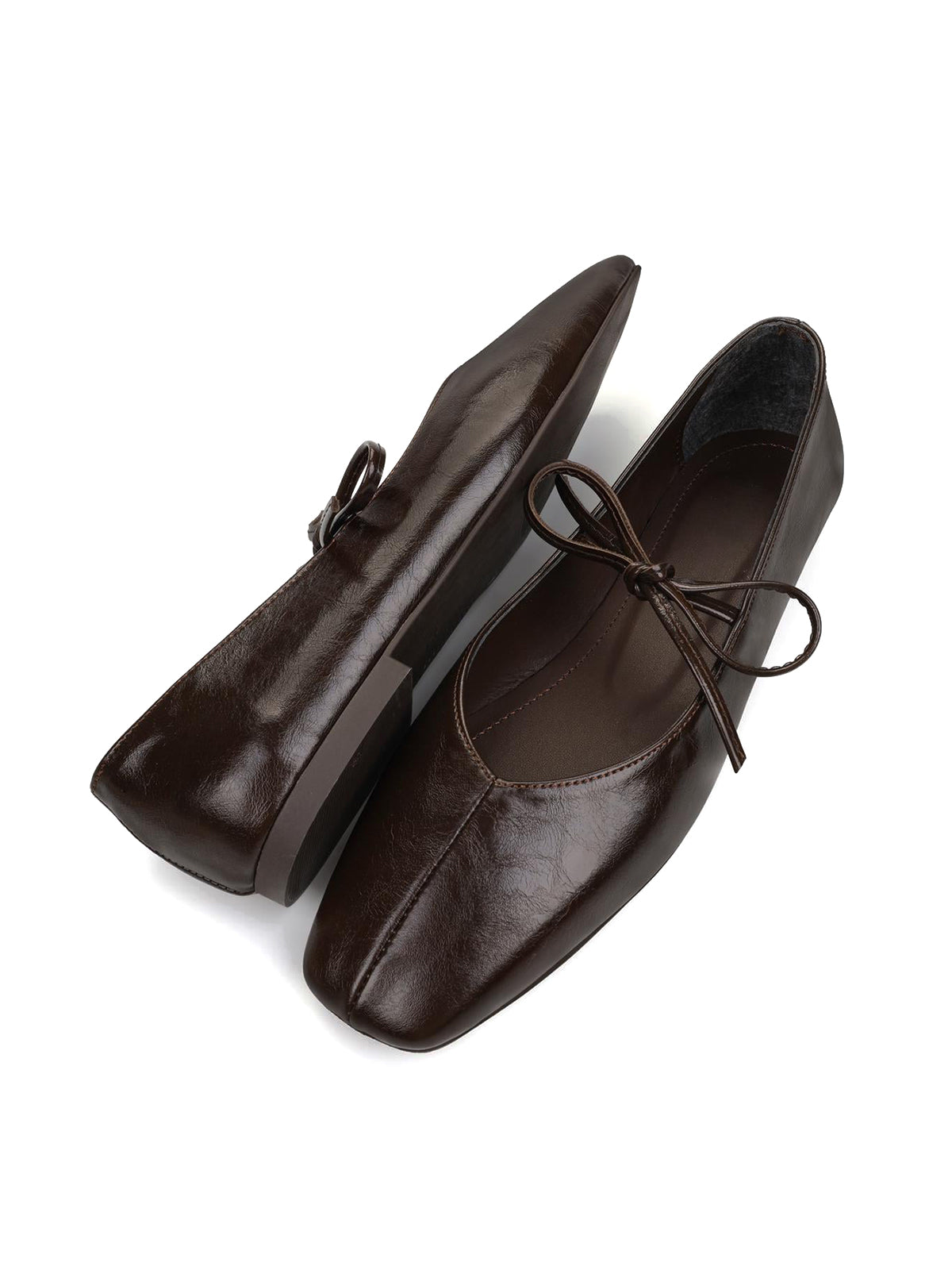 Burgundy Square-Toe Chic Bridge Strap Slip-On Stylish Flats