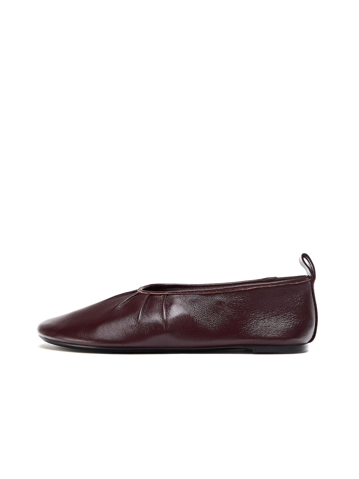 Burgundy Round-Toe Slip-On Ballet Classic Flats