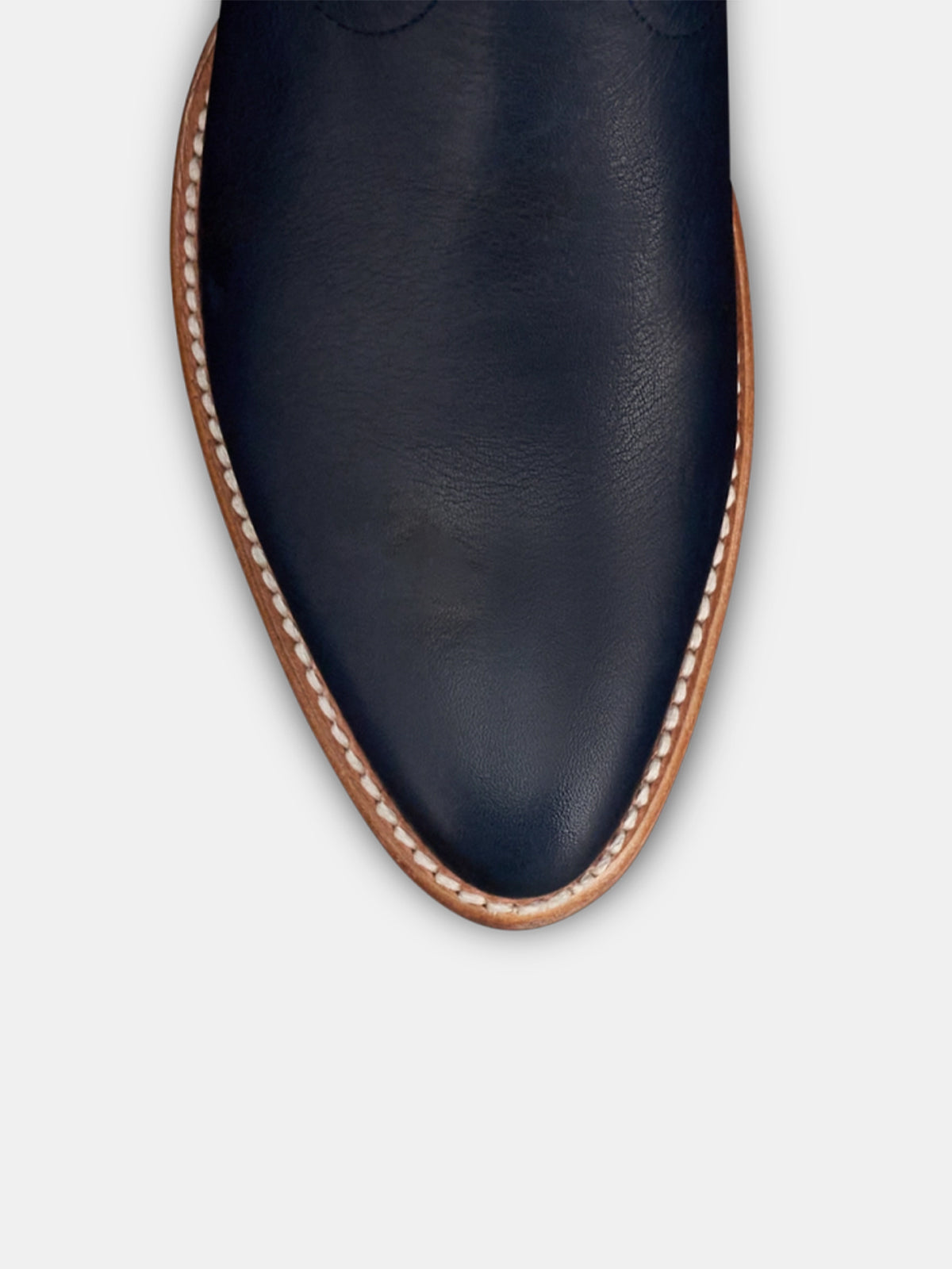 Dark Blue Round-Toe Chic Embroidery Classic Ankle Cowgirl Boots