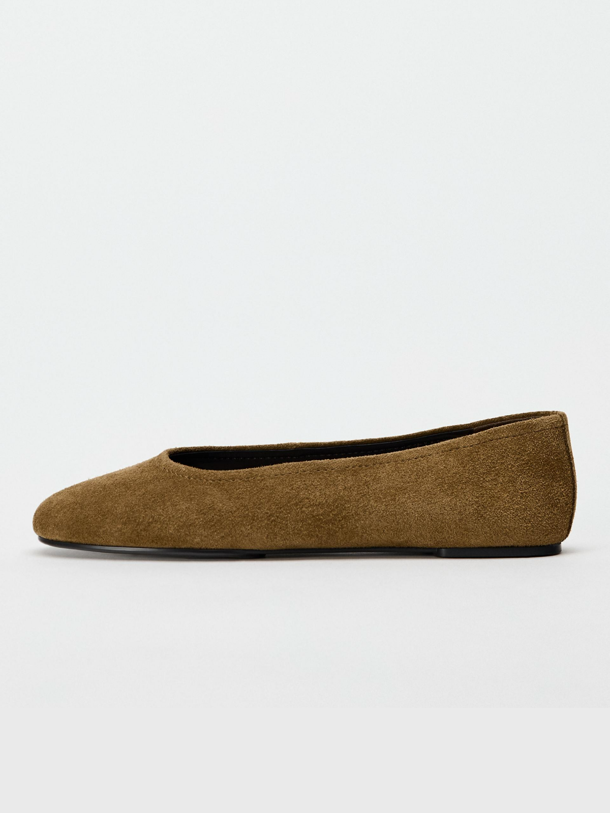 Brown Faux Suede Round-Toe Ballet Flats