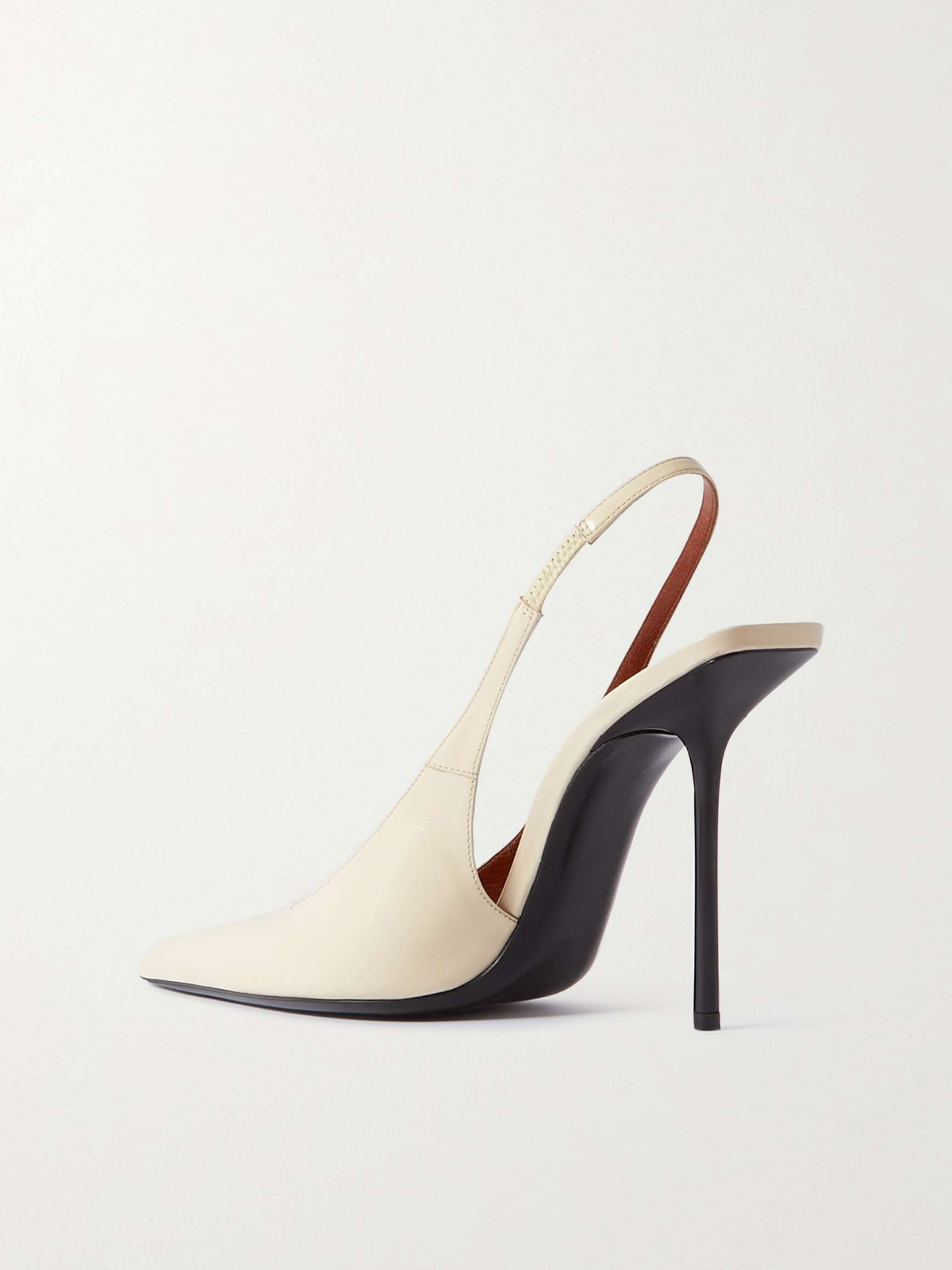 Beige Pointy Slingback Stiletto Pumps with Buckled Strap