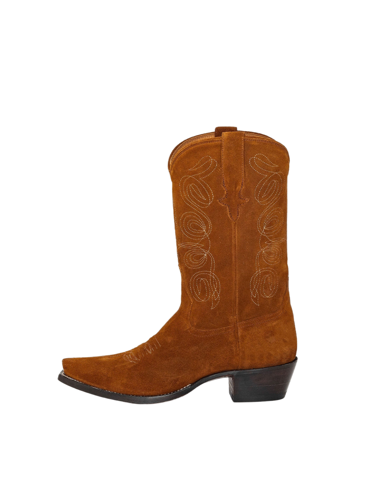 Brown Faux Suede Embroidery Cowgirl Boots Wide Calf Western Boots