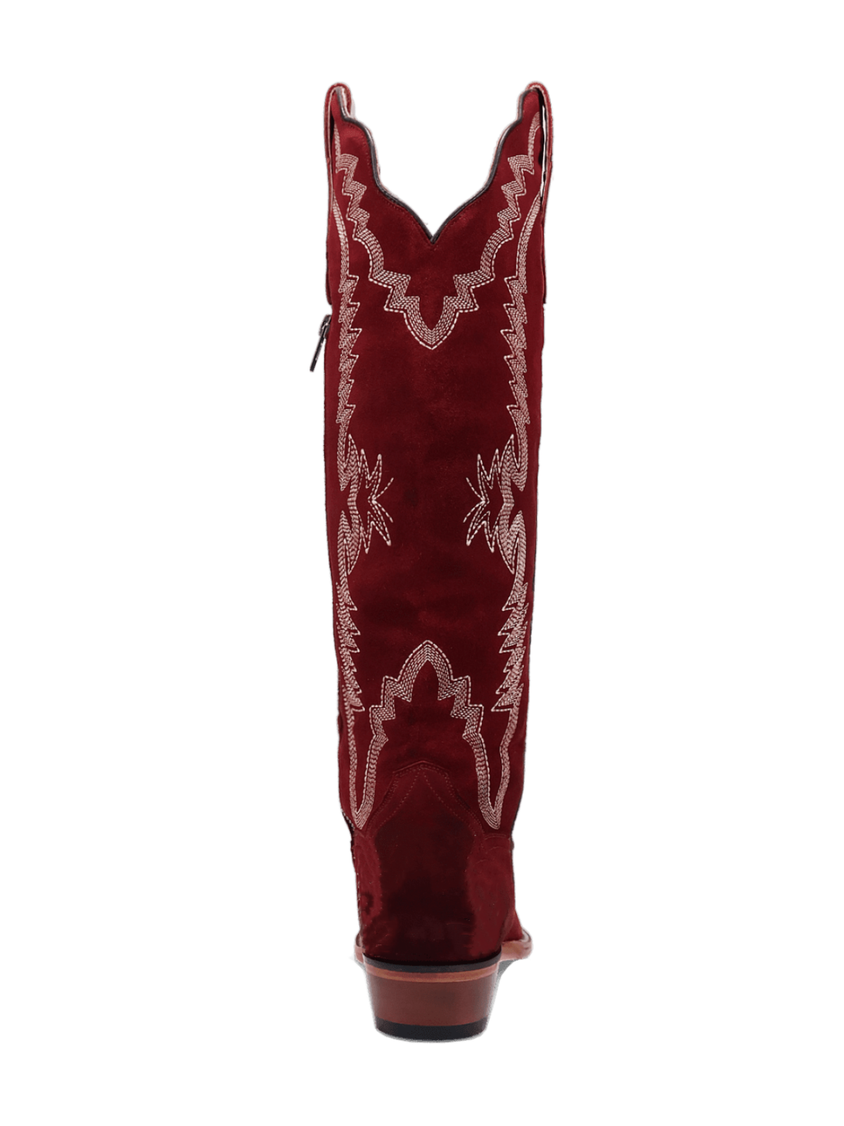 Red Embroidery Faux Suede Snip-Toe Zip Cowgirl Boots Knee High Tall Boots