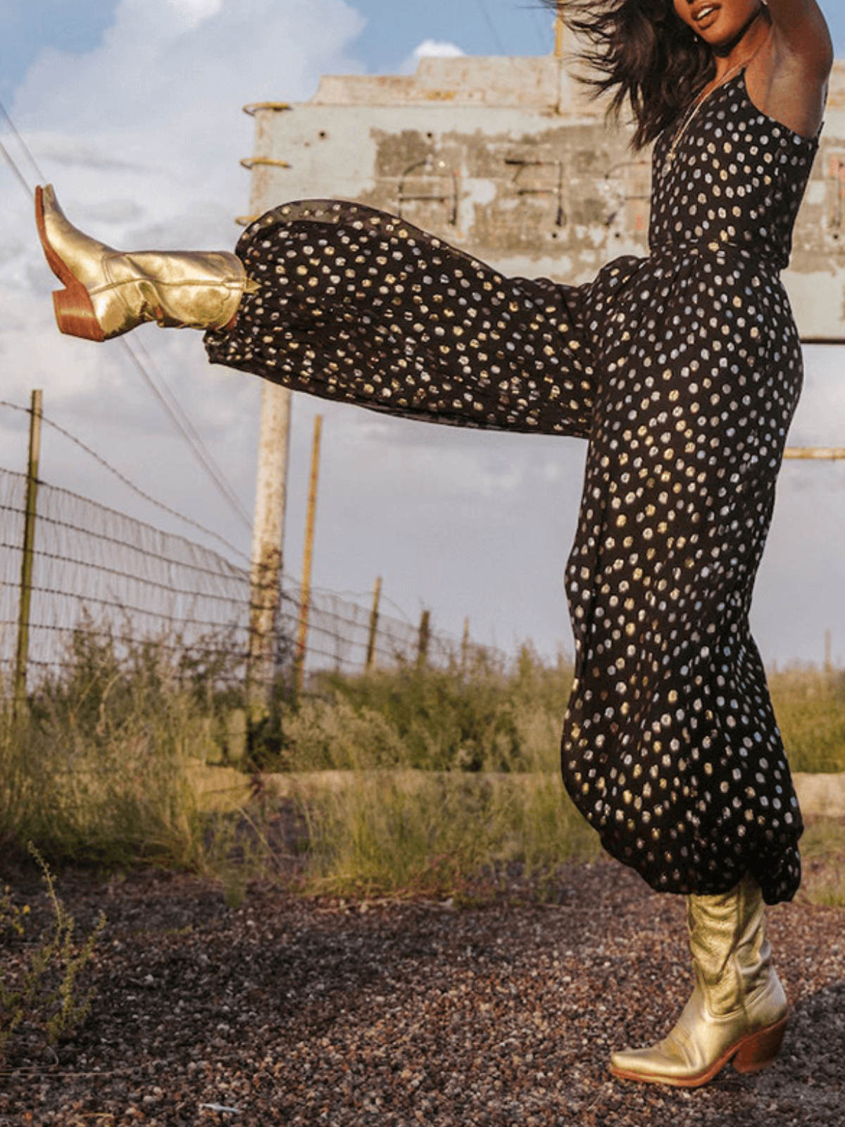 Snip-Toe Wide Mid Calf Cowgirl Boots - Metallic Gold