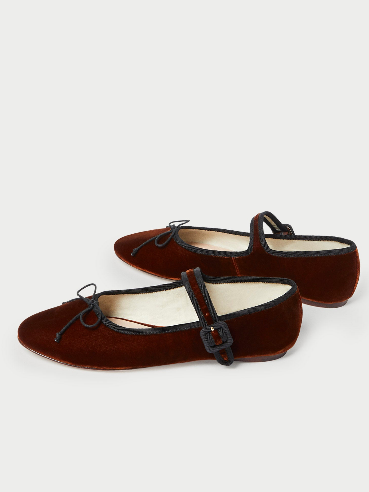 Sienna Velvet Almond-Toe Elastic Bridge Strap Bow Mary Janes Ballet Flats