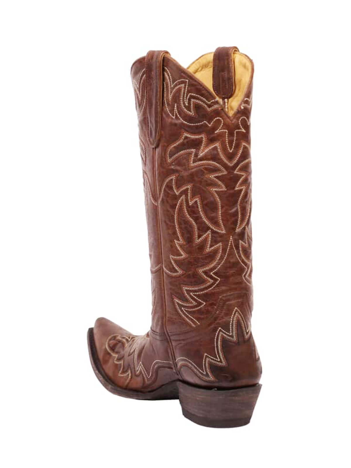 Brown Embroidery Tall Snip-Toe Wide Mid Calf Western Boots For Women