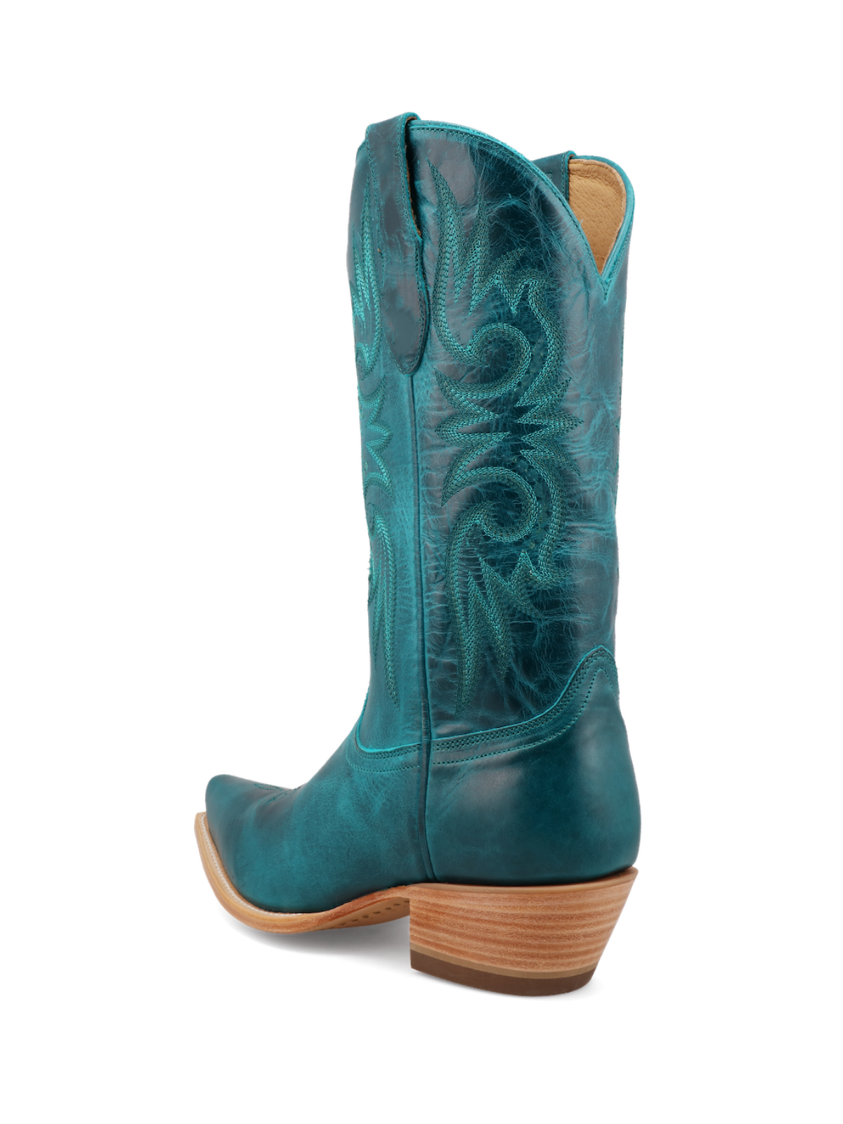 Teal Embroidery Snip-Toe Western Tall Boots Wide Mid Calf Cowgirl Boots