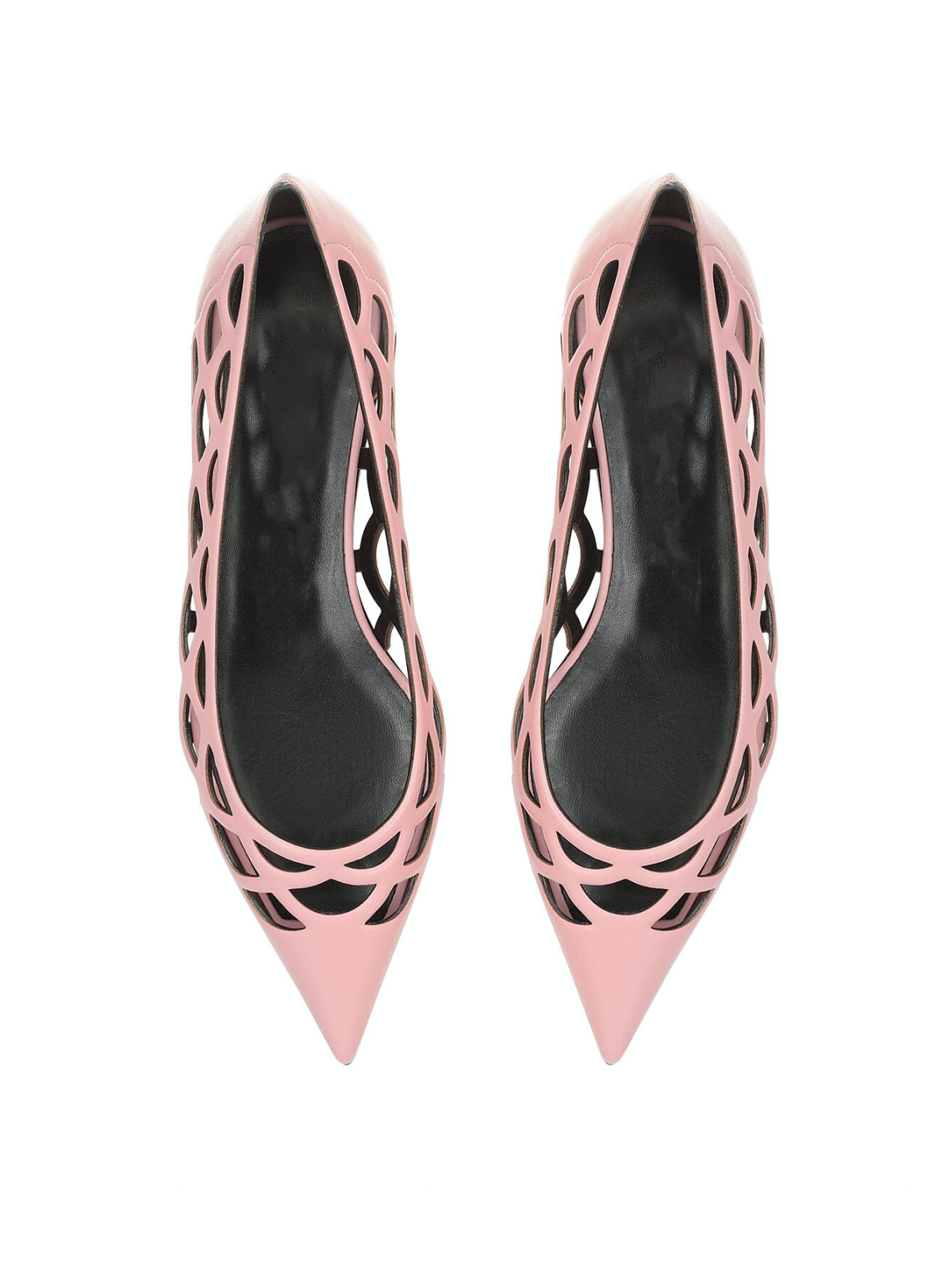 Pink Boho Hollow-Out Pointed-Toe Ballet Flats