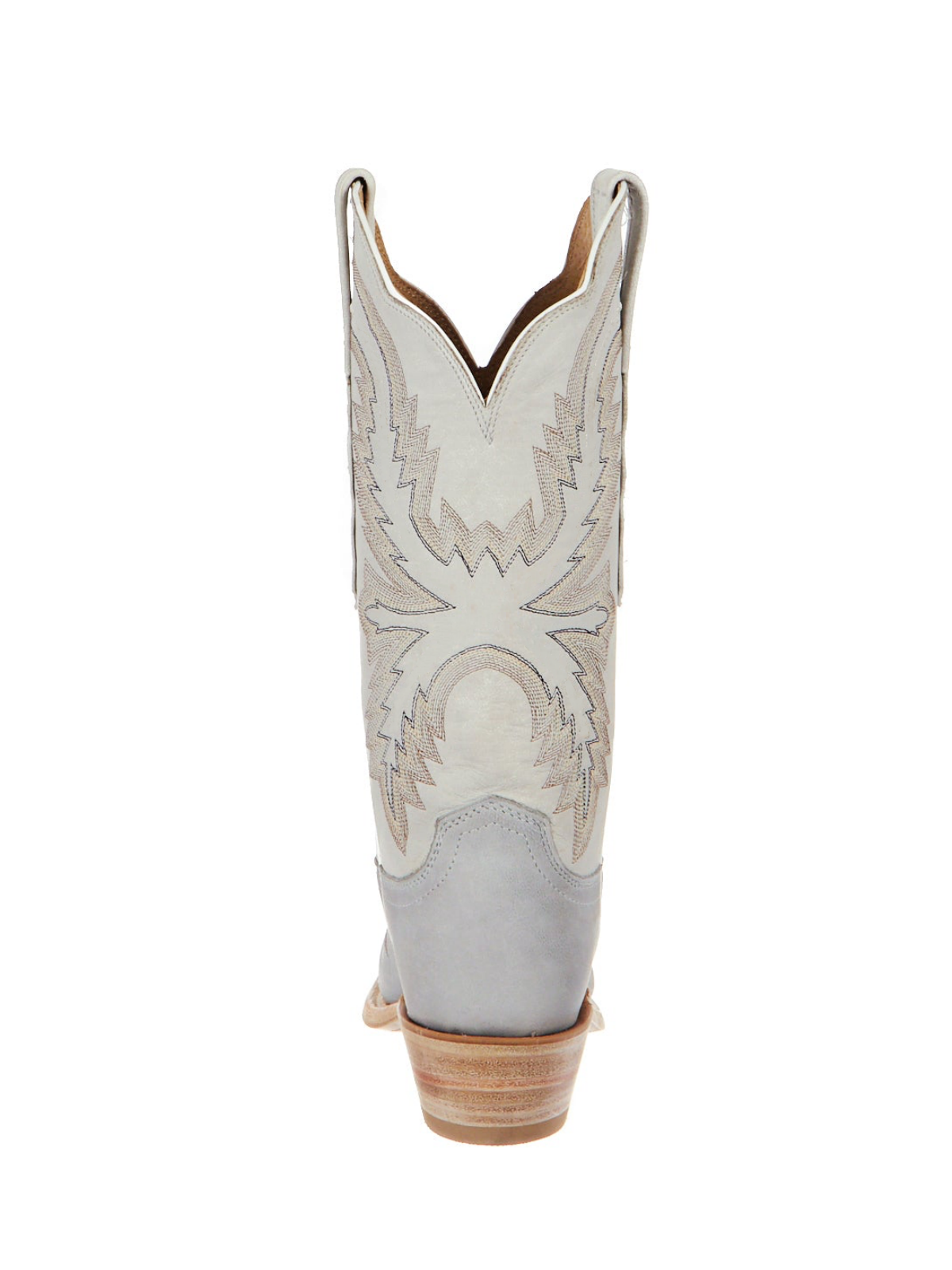 Contrast Ivory And Gray Snip-Toe Classic Embroidery Wide Calf Tall Knee High Cowgirl Boots