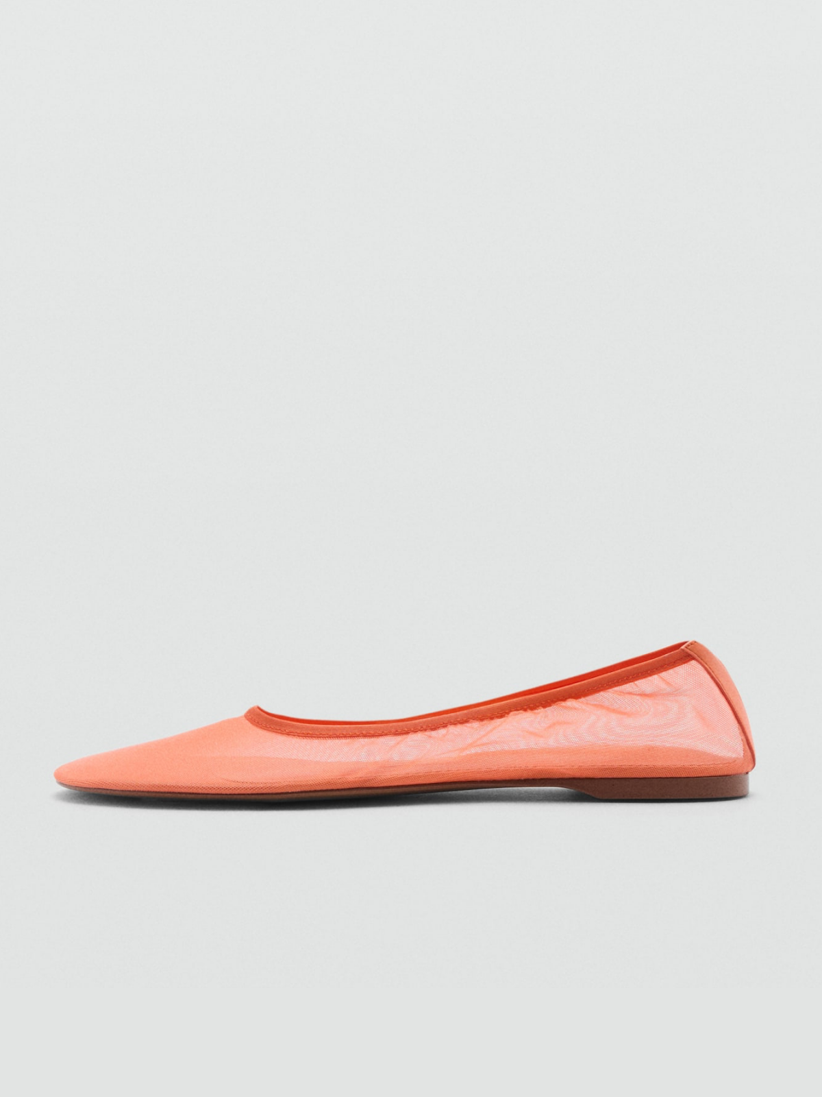 Orange Semi-Transparent Mesh Flats Elastic Ballerinas