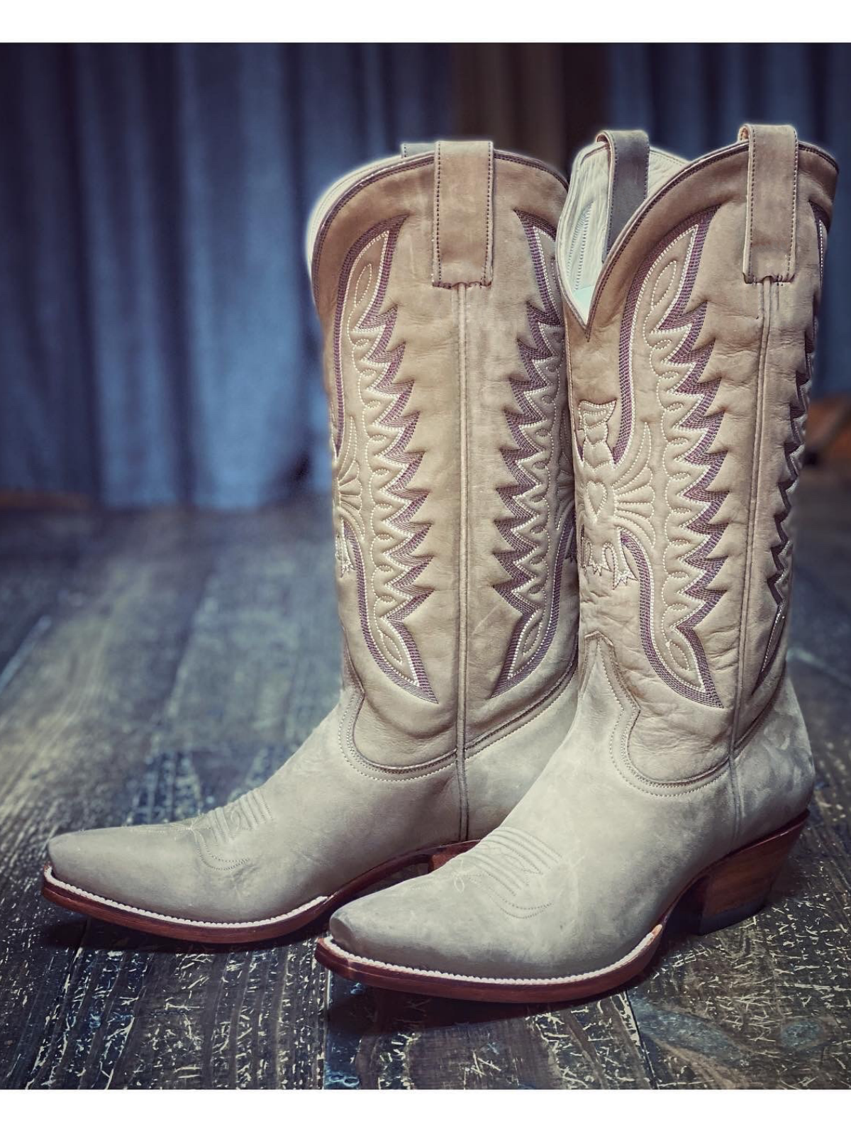 Light Brown Eagle And Heart Embroidery Snip-Toe Wide Mid Calf Tall Cowgirl Boots