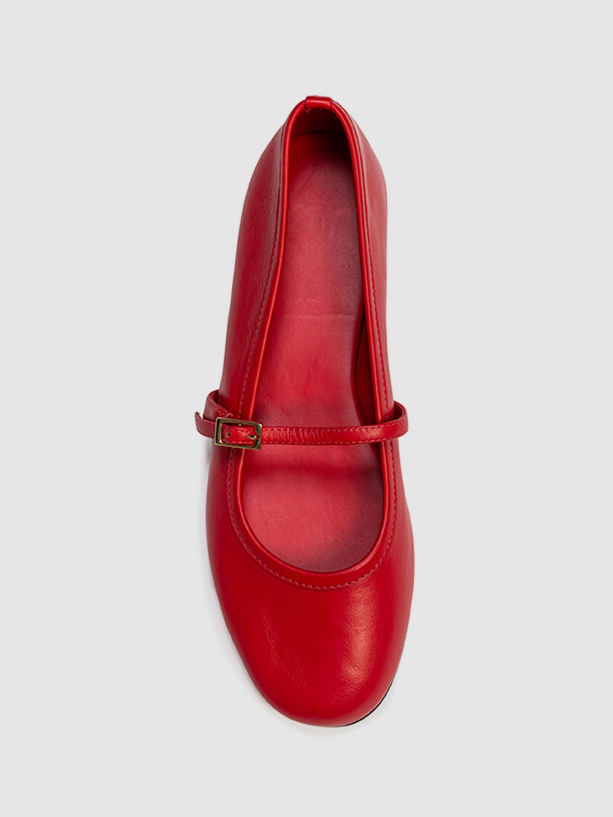 Red Round-Toe Bridge Strap Ballet Flats