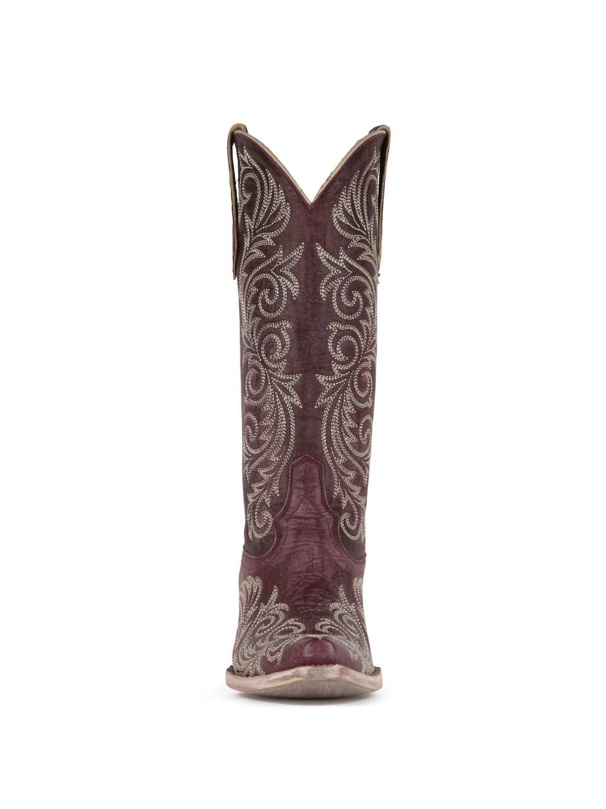 Pansy Purple Snip-Toe Embroidery Wide Mid Calf Cowgirl Tall Boots