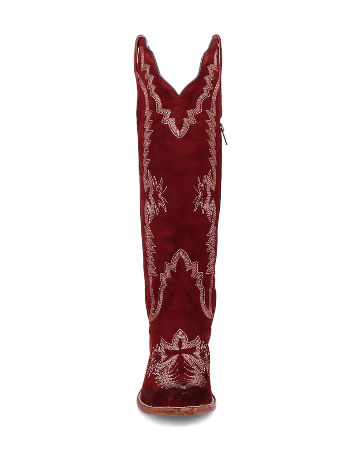 Red Embroidery Faux Suede Snip-Toe Zip Cowgirl Boots Knee High Tall Boots