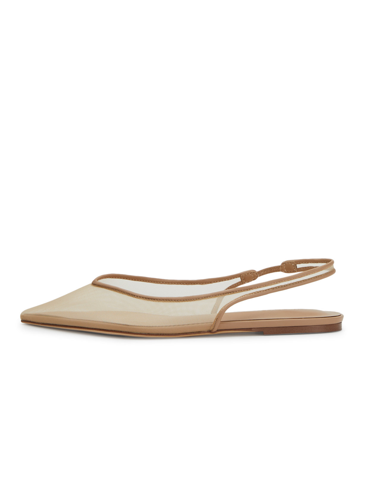 Nude Clear Mesh Pointy Slingback Ballet Flats