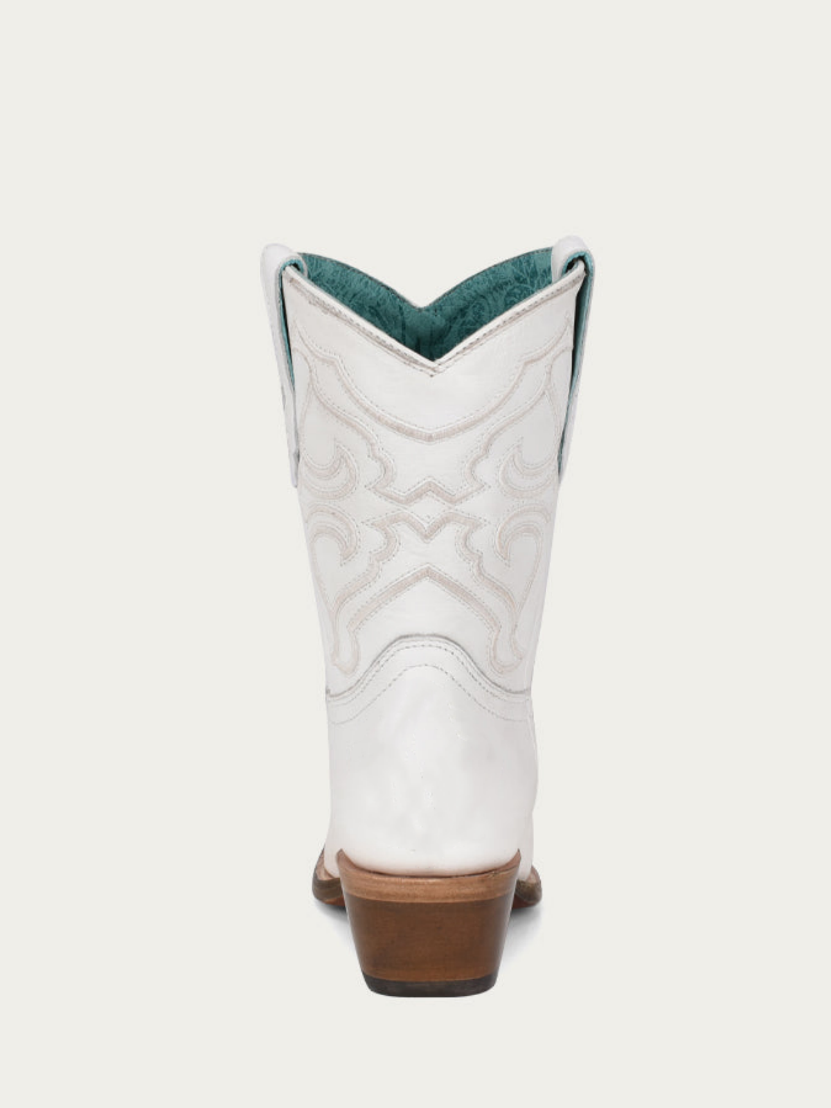 White Snip-Toe Embroidery Wide Mid Calf Cowboy Boots For Women