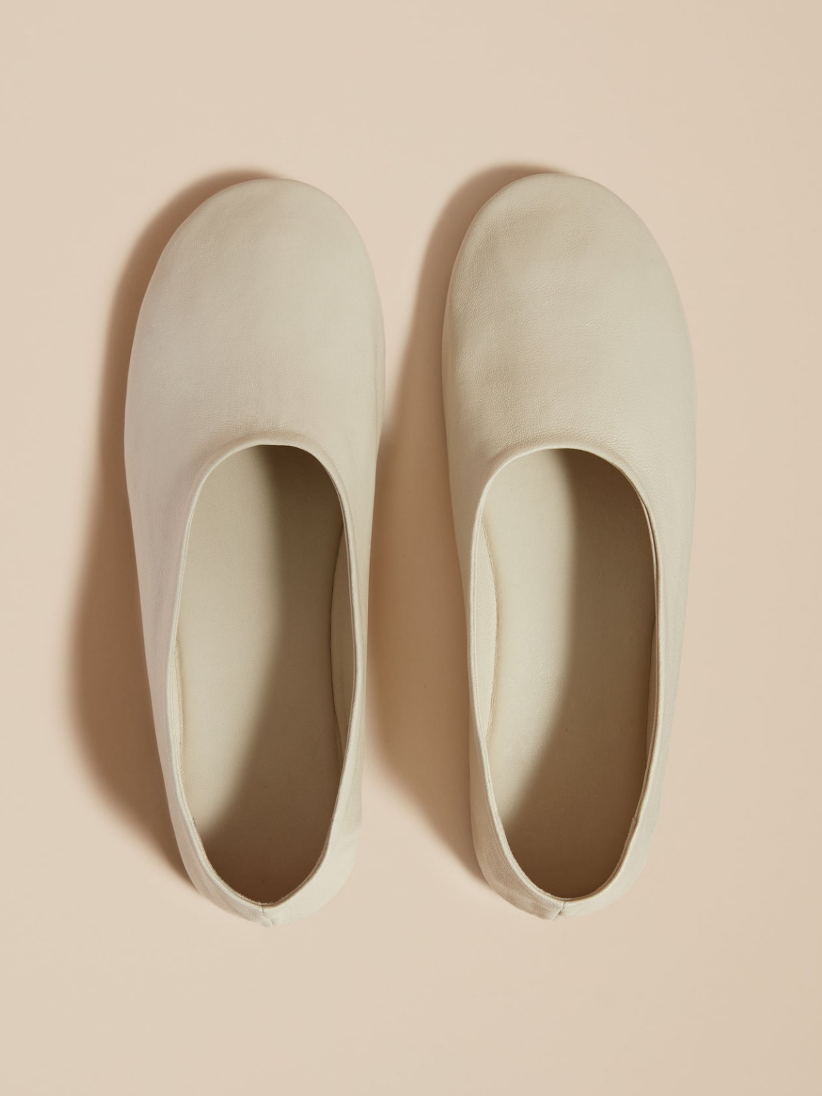 Beige Vegan Leather Round-Toe Slip-On Ballet Flats