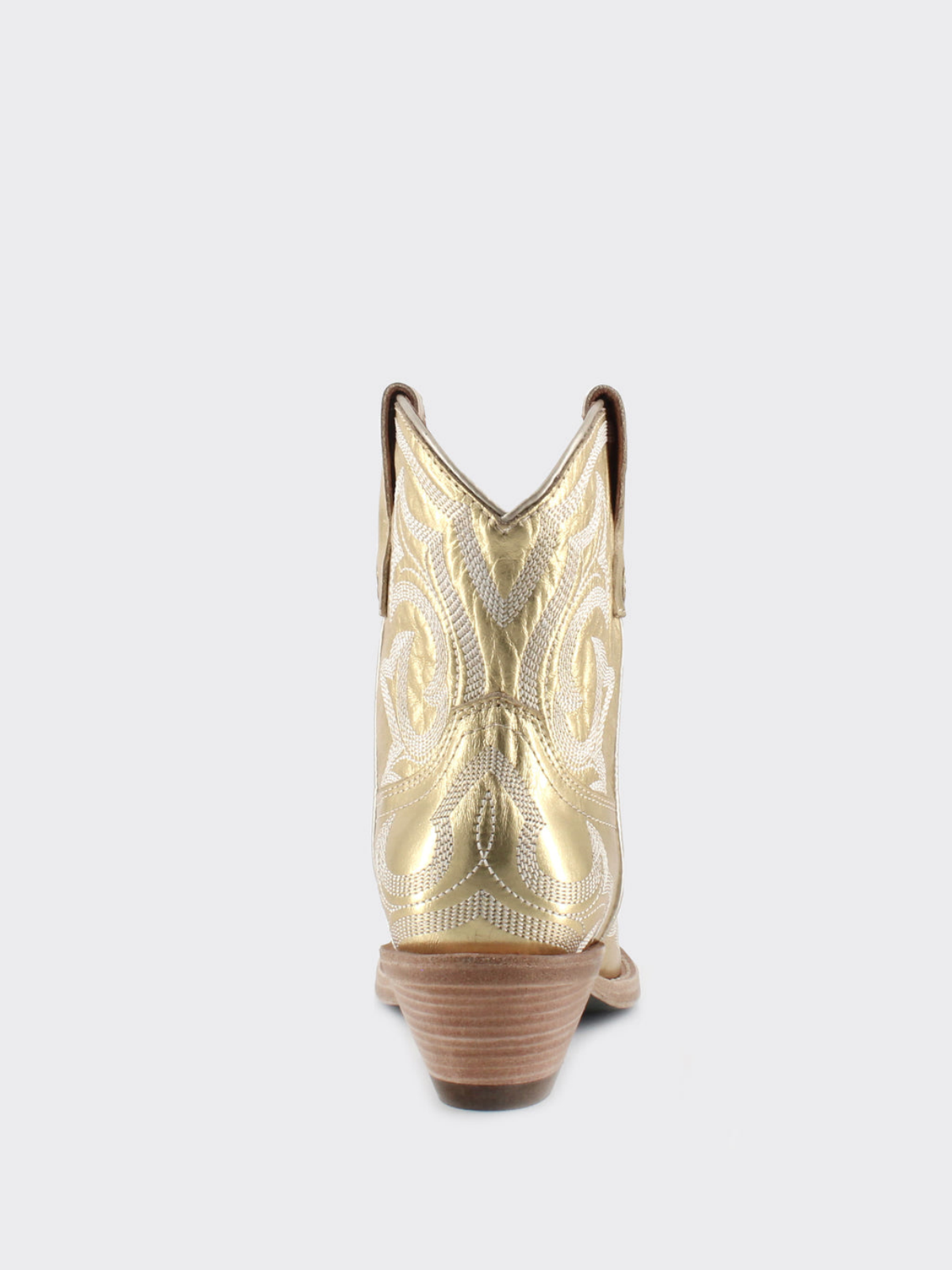 Embroidery Snip-Toe Wide Mid Calf Western Boots For Women - Metallic Gold