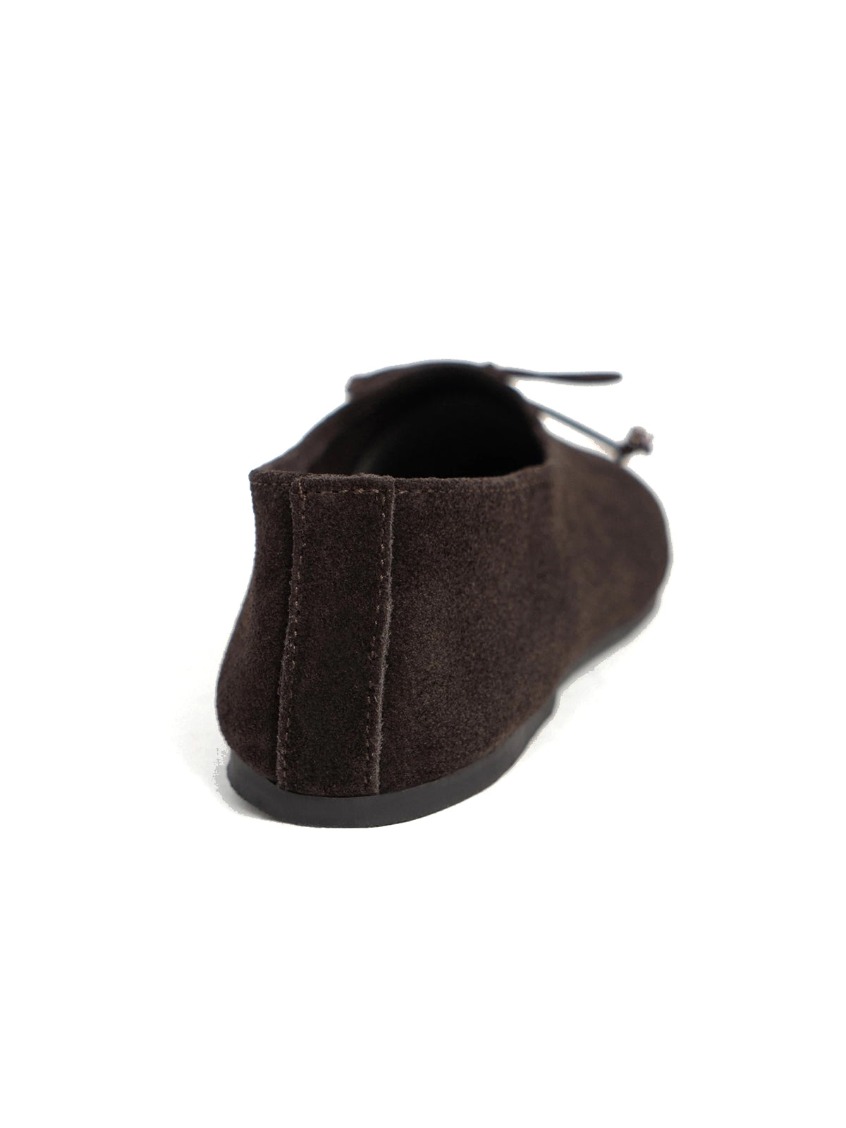 Coffee Cow Suede Round-Toe Front Bow Slip-On Flats