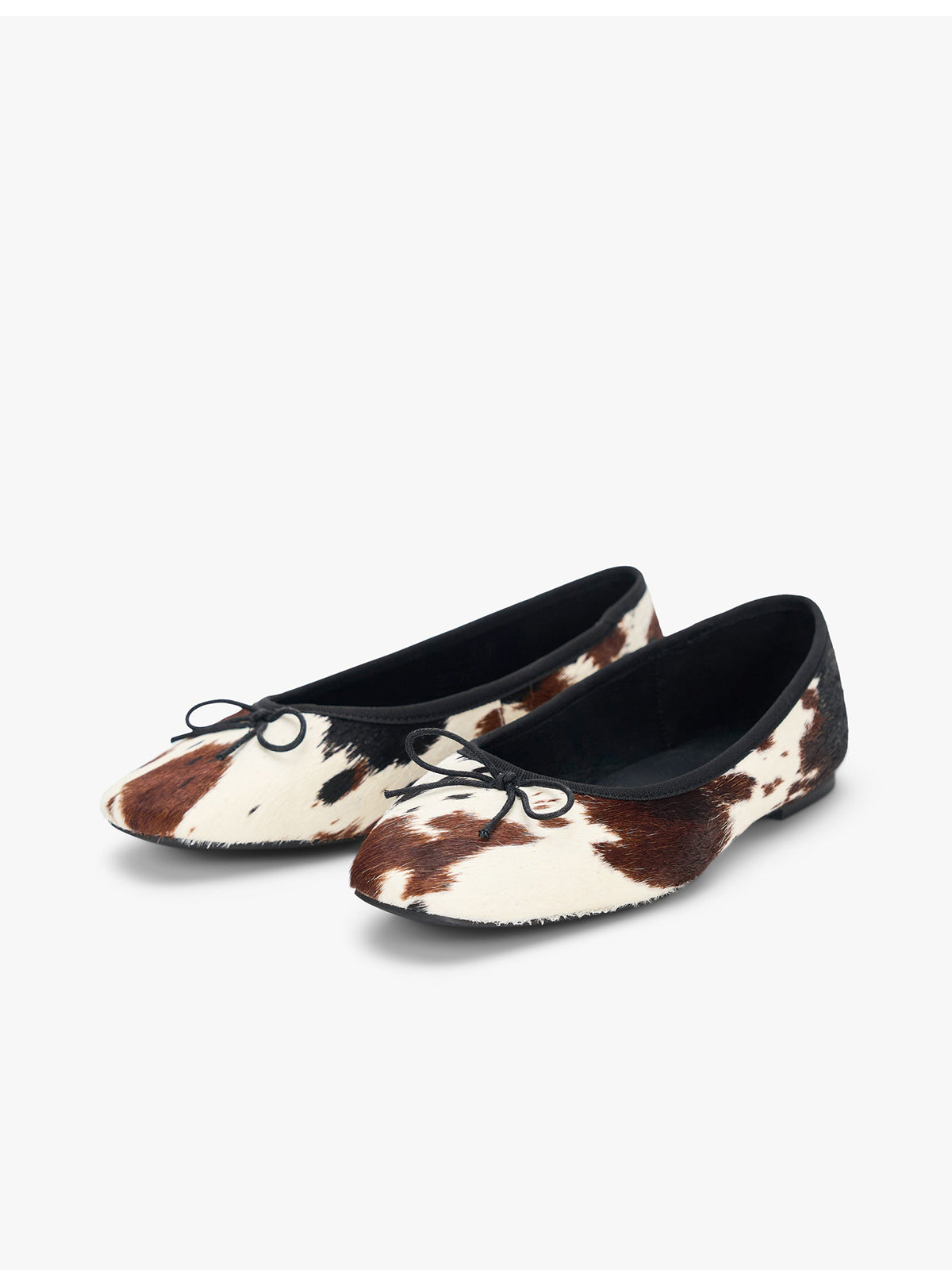 Cow Print Square-Toe Chic Front Bow Classic Slip-On Ballet Flats