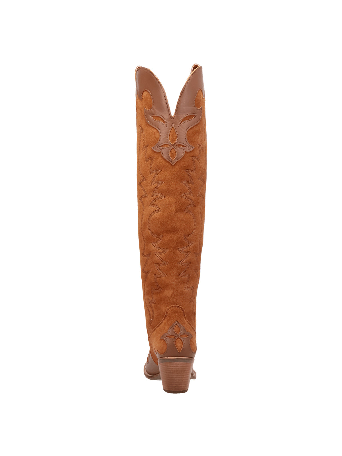 Camel Faux Suede Snip-Toe Embroidery Vegan Leather Applique Wide Calf Knee High Cowgirl Boots