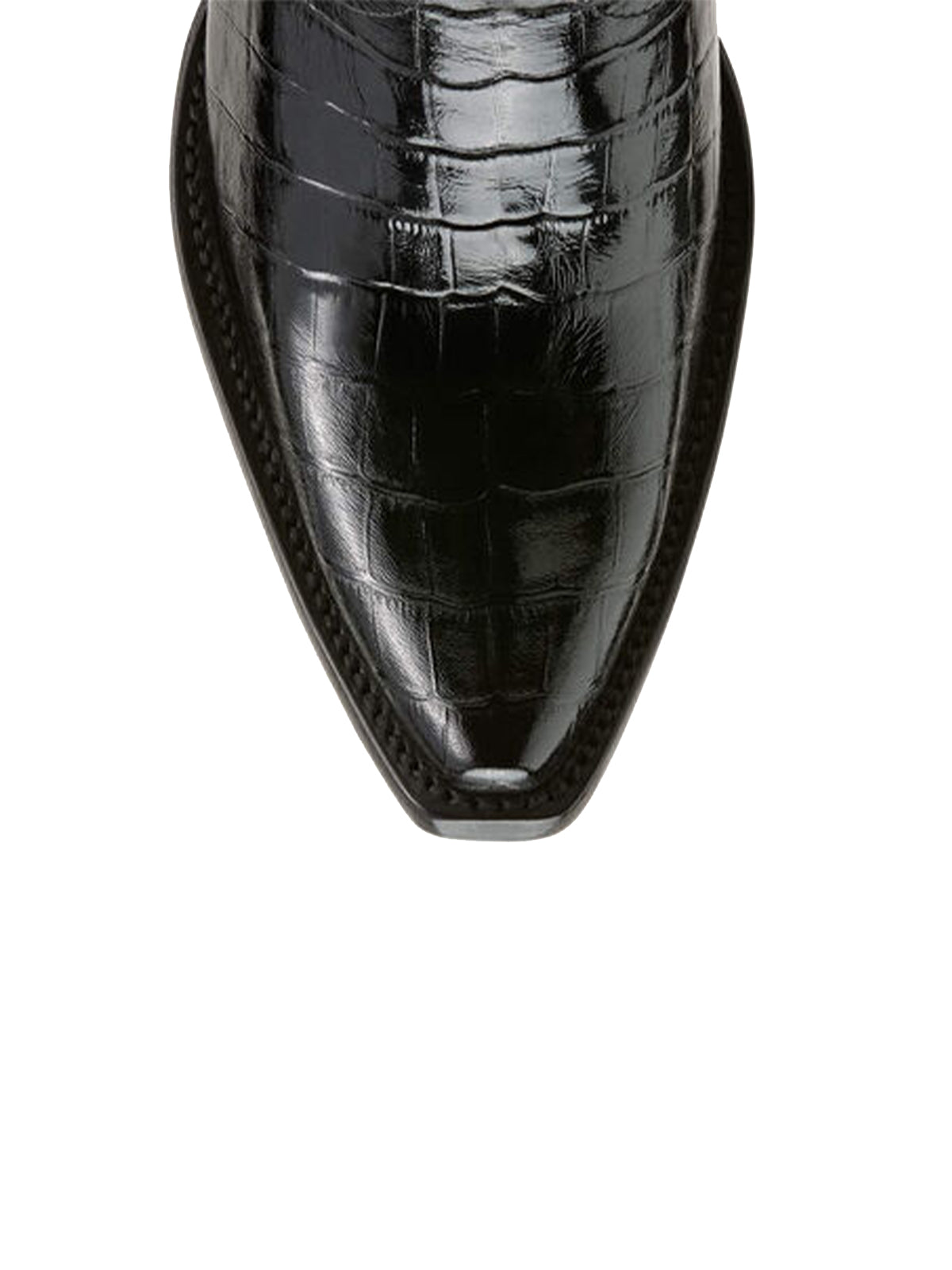 Black Stone-Print Snip-Toe Half-Zip Knee High Cowgirl Boots