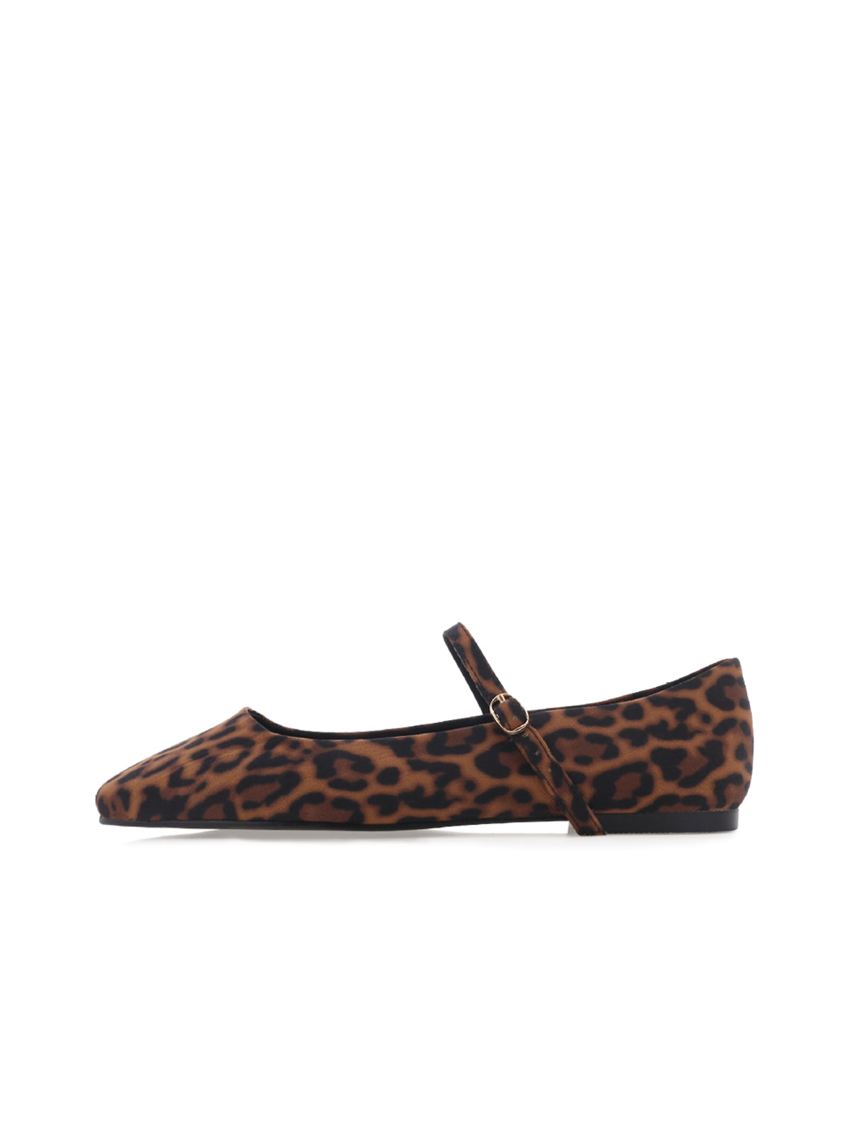 Leopard Faux Suede Square-Toe Simple Slip-On Mary Jane Flats