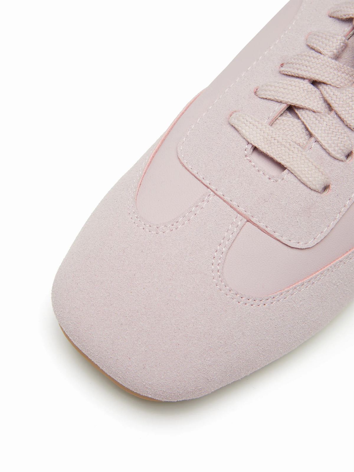 Gray Purple Cow Suede And Vegan Leather Square-Toe Lace-Up Sneakers
