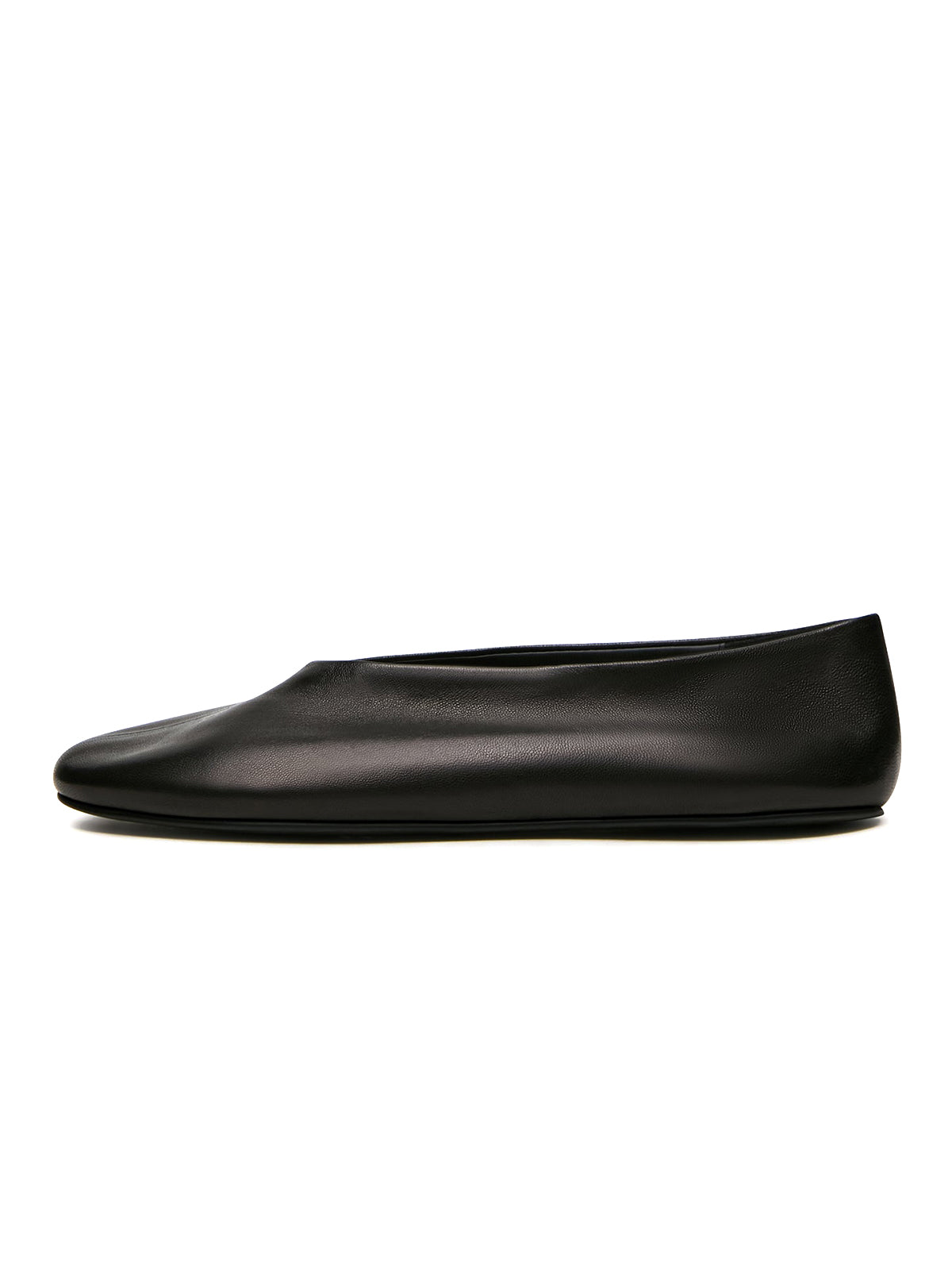 Simple Round-Toe Slip-On Ballet Flats - Black