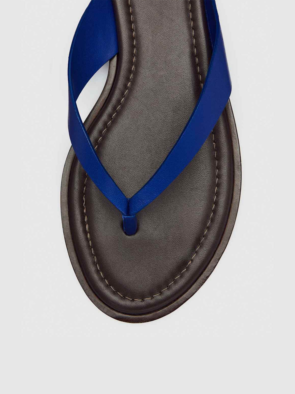 Dark Blue Round-Toe Flip-Flop Slip-On Flats Sandals