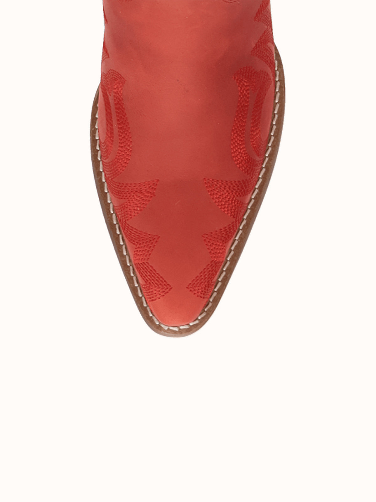 Red Snip-Toe Faux Suede Side Fringe Embroidery Wide Calf Knee High Cowgirl Boots