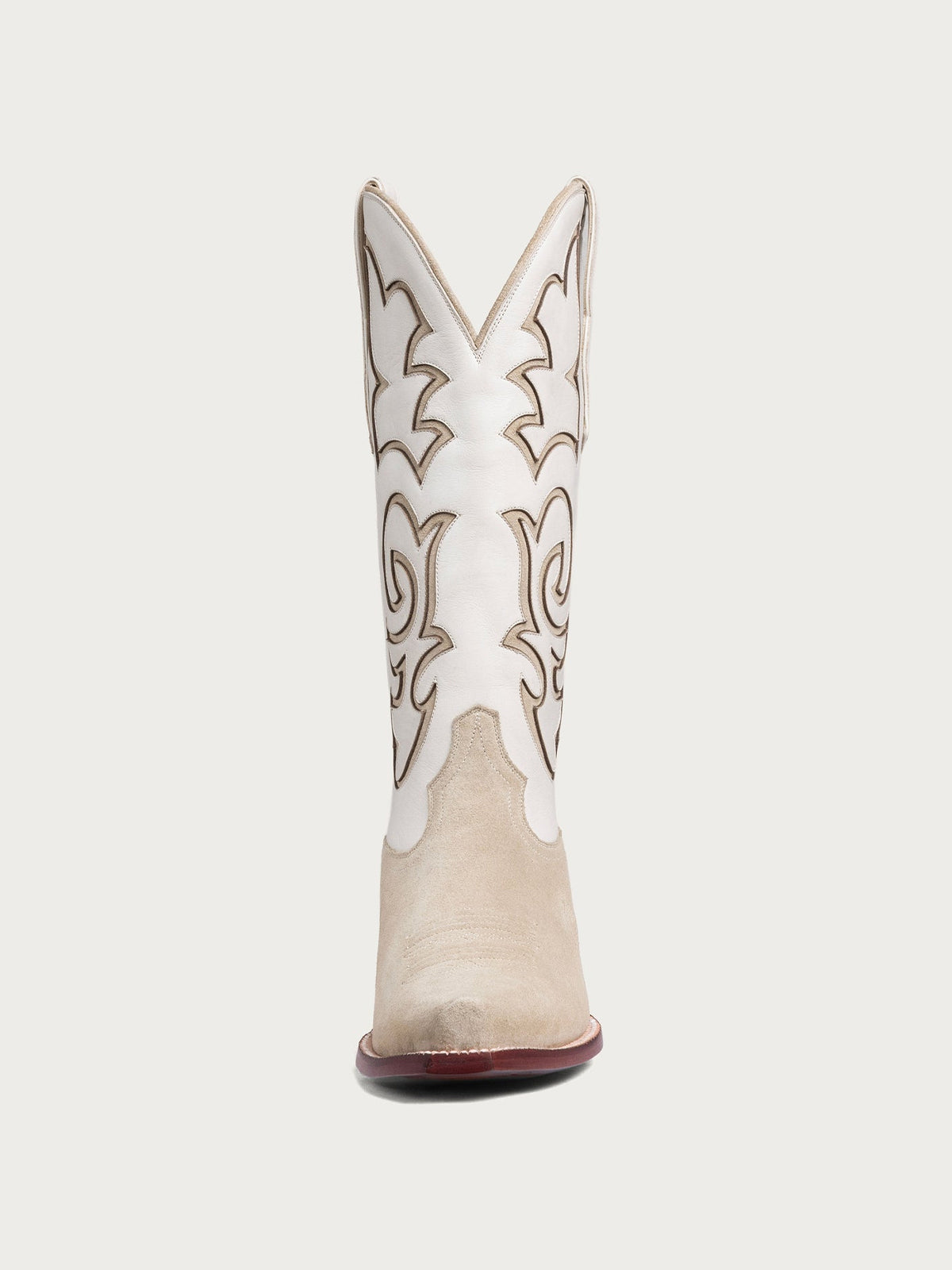 Bone Snip-Toe Stylish Inlay Classic Mid Calf Cowgirl Boots