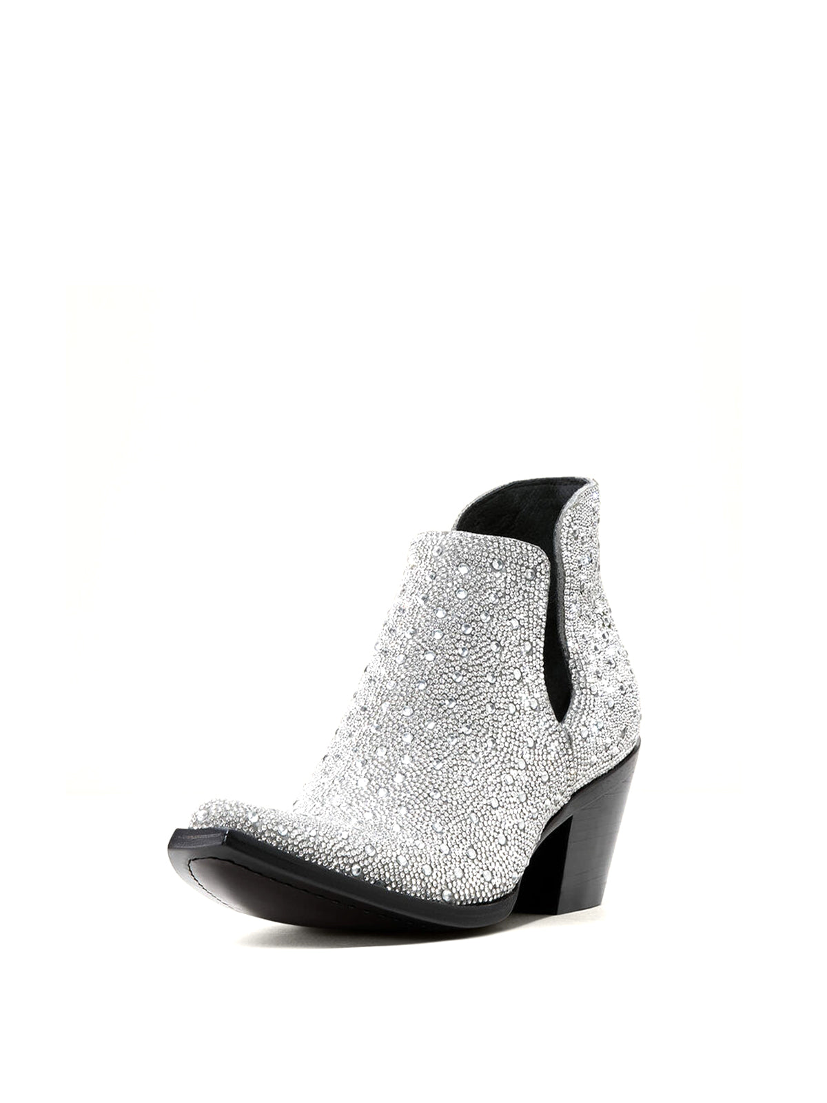 Sliver Faux suede Glitz Almond-Toe Cowgirl Short Ankle Western Boots