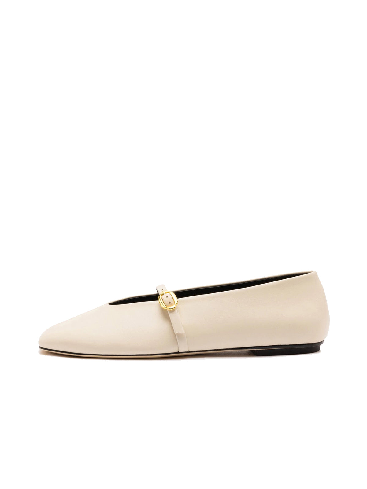 Ivory Square-Toe Buckle Mary Jane Ballet Classic Flats