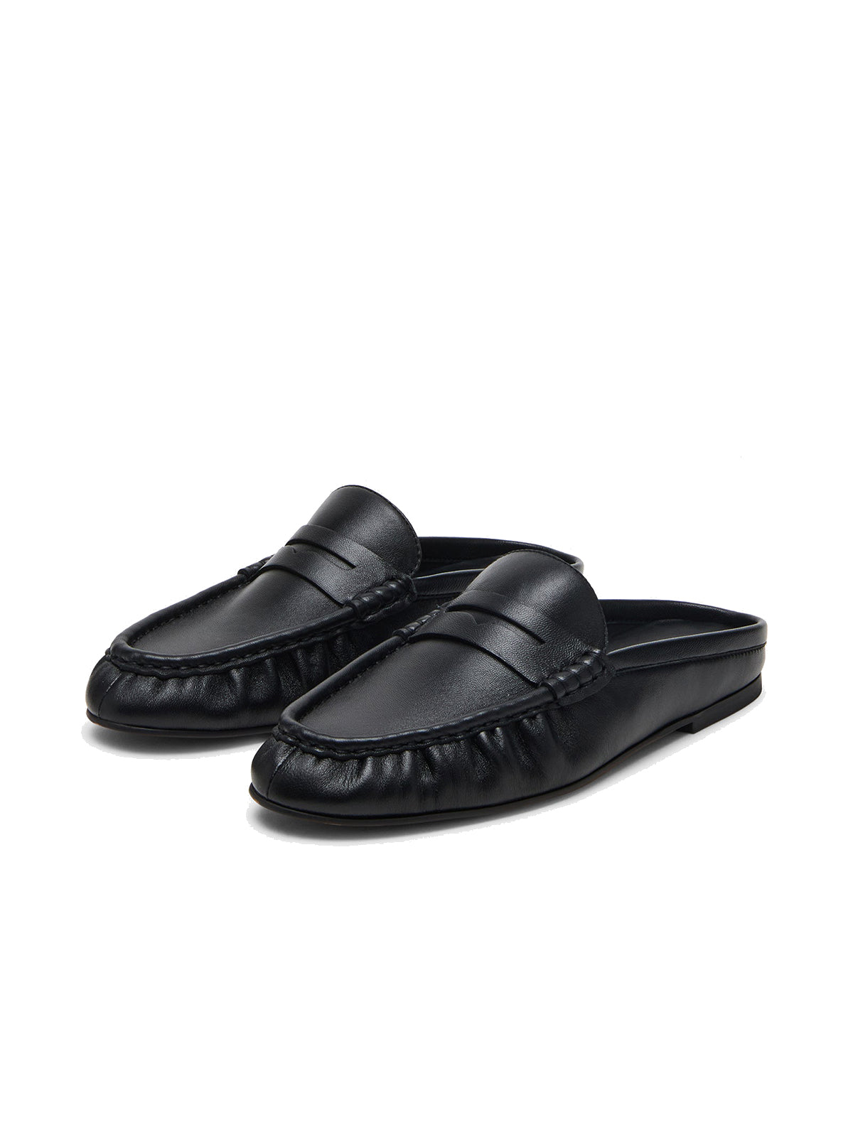 Black Round-Toe Stylish Slip-On Flats